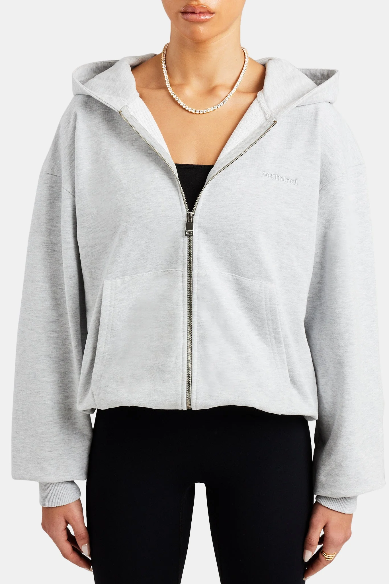 Oversized Zip Hoodie - Ash Grey