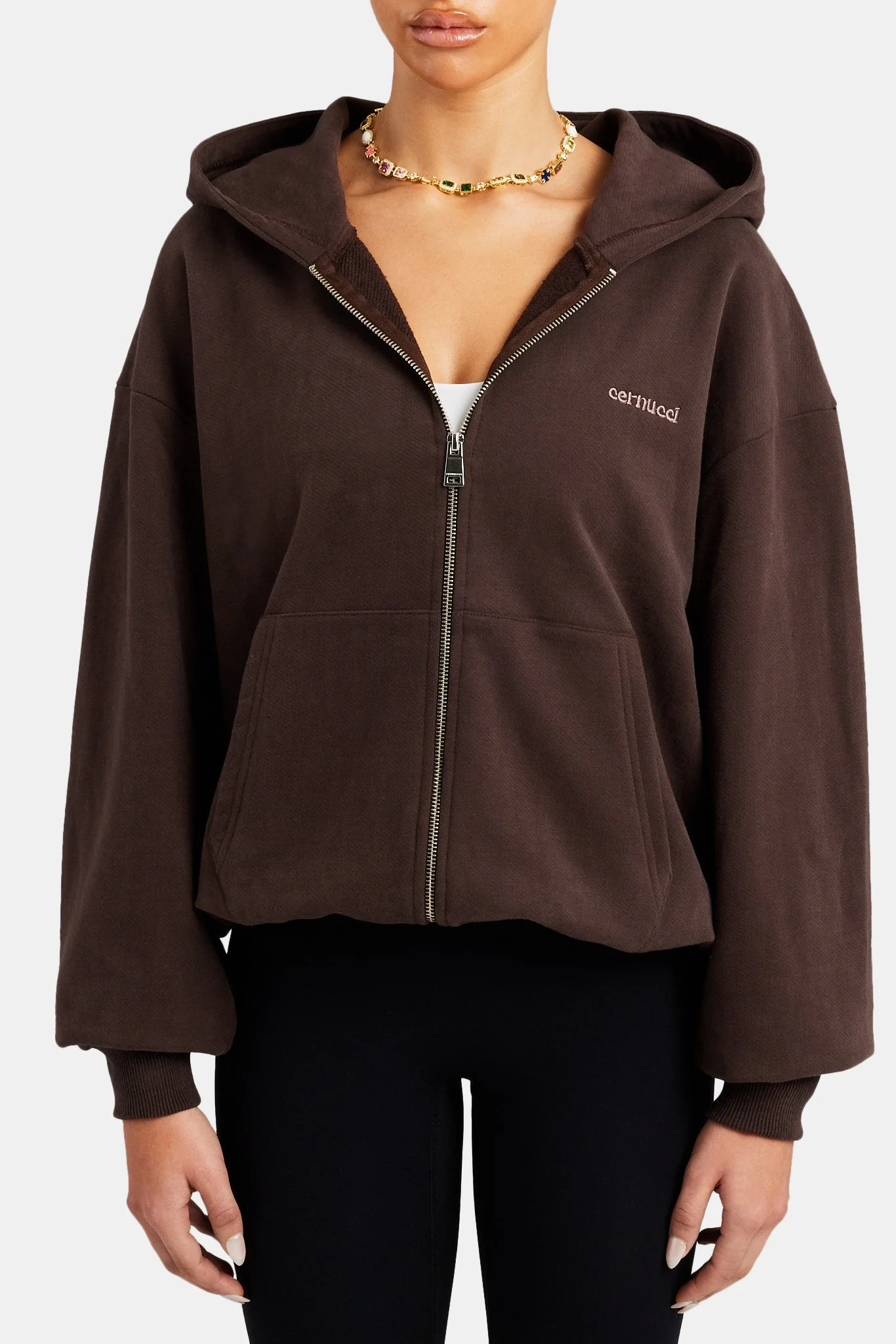 Oversized Zip Hoodie - Chocolate