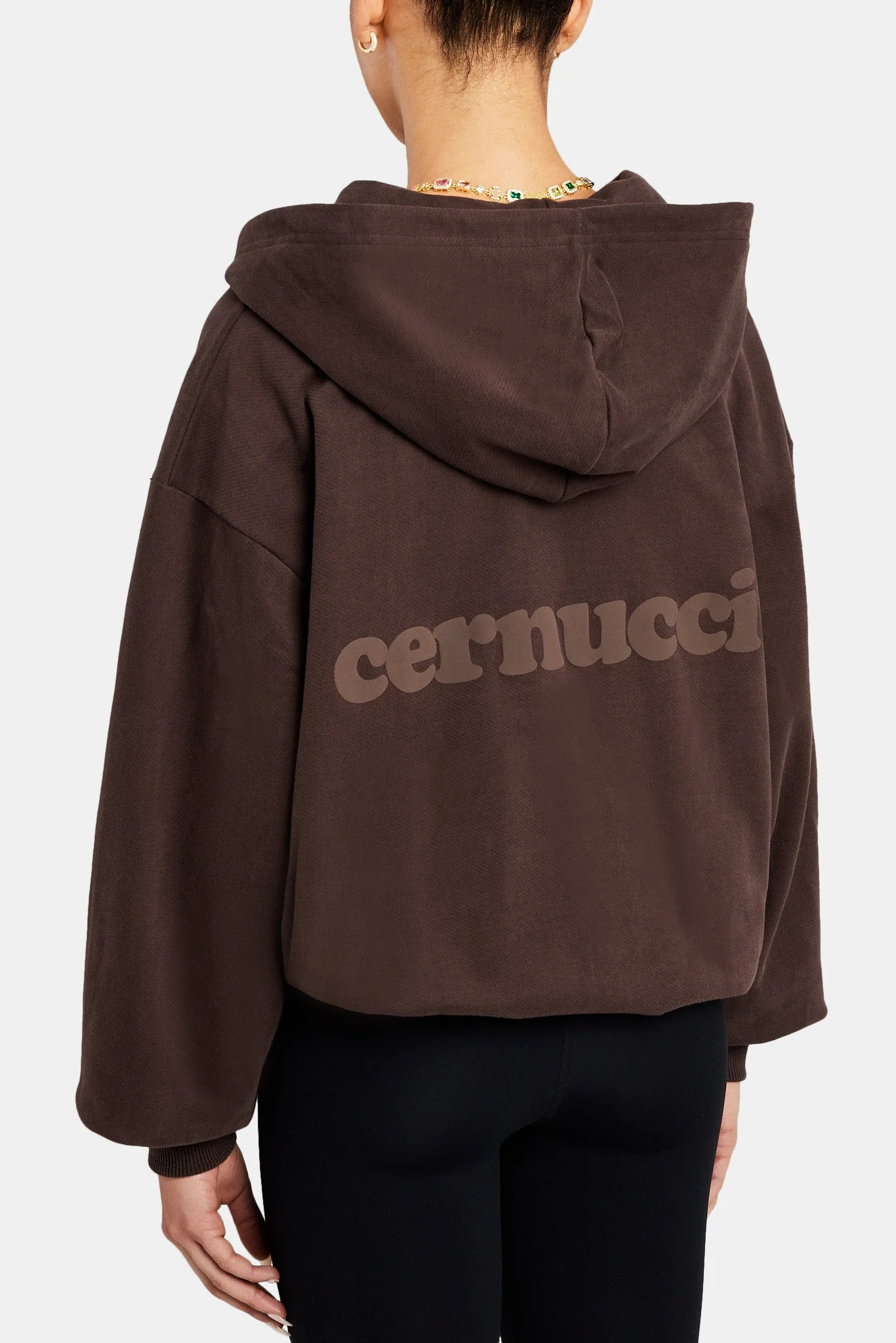 Oversized Zip Hoodie - Chocolate - Image 2