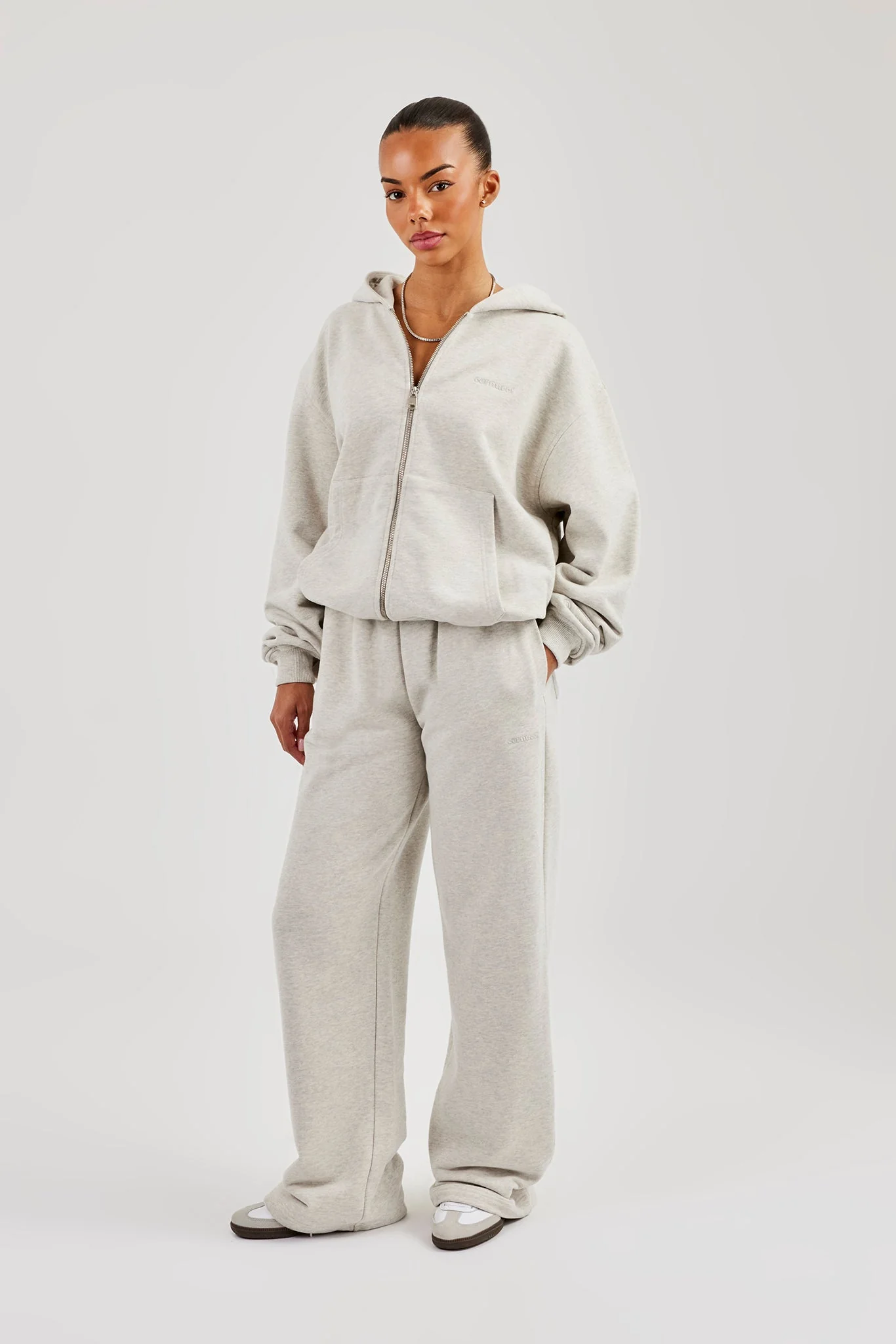 Oversized Zip Through Hoodie - Ash Grey - Image 4