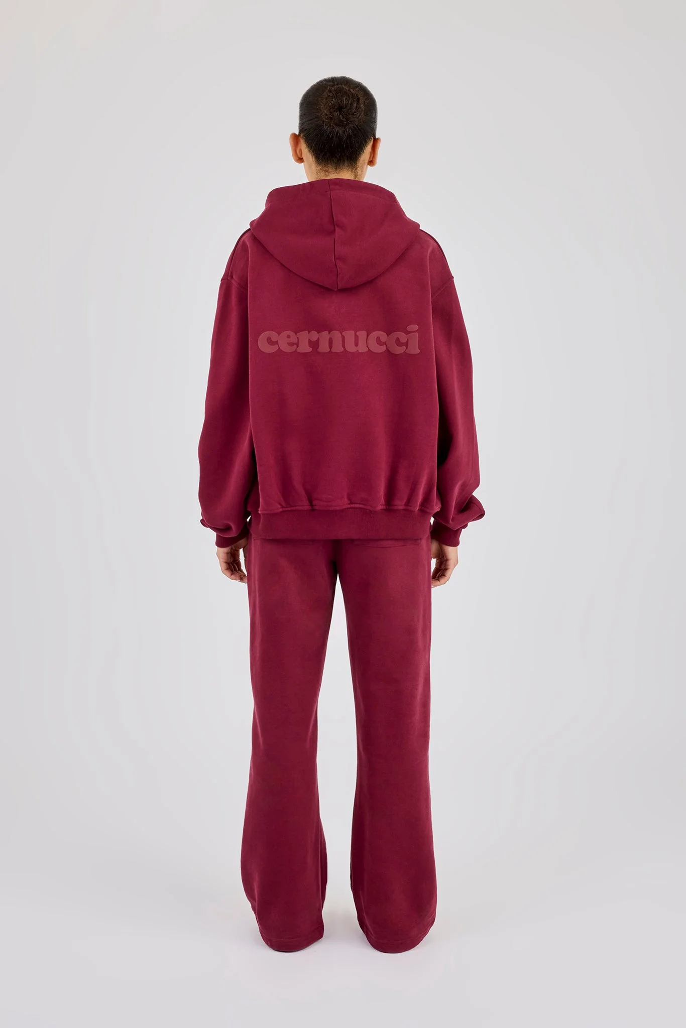 Oversized Zip Through Hoodie & Jogger - Burgundy - Image 4