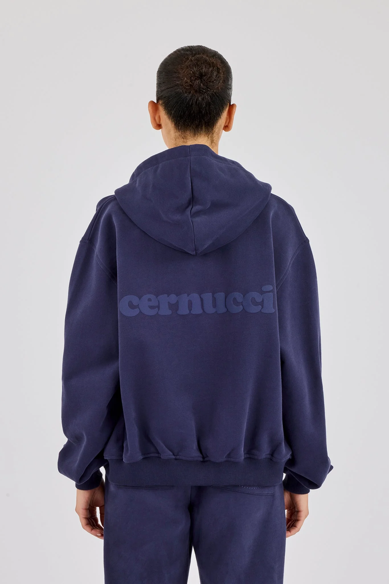 Oversized Zip Through Hoodie - Navy - Image 4