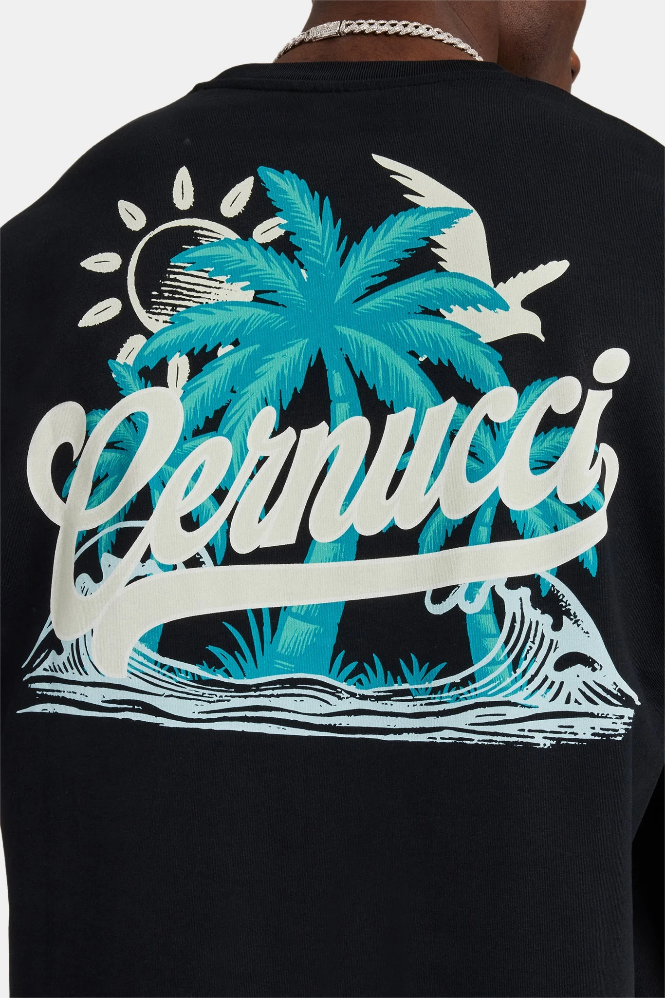 Palm Back Graphic Oversized T-Shirt - Black - Image 3