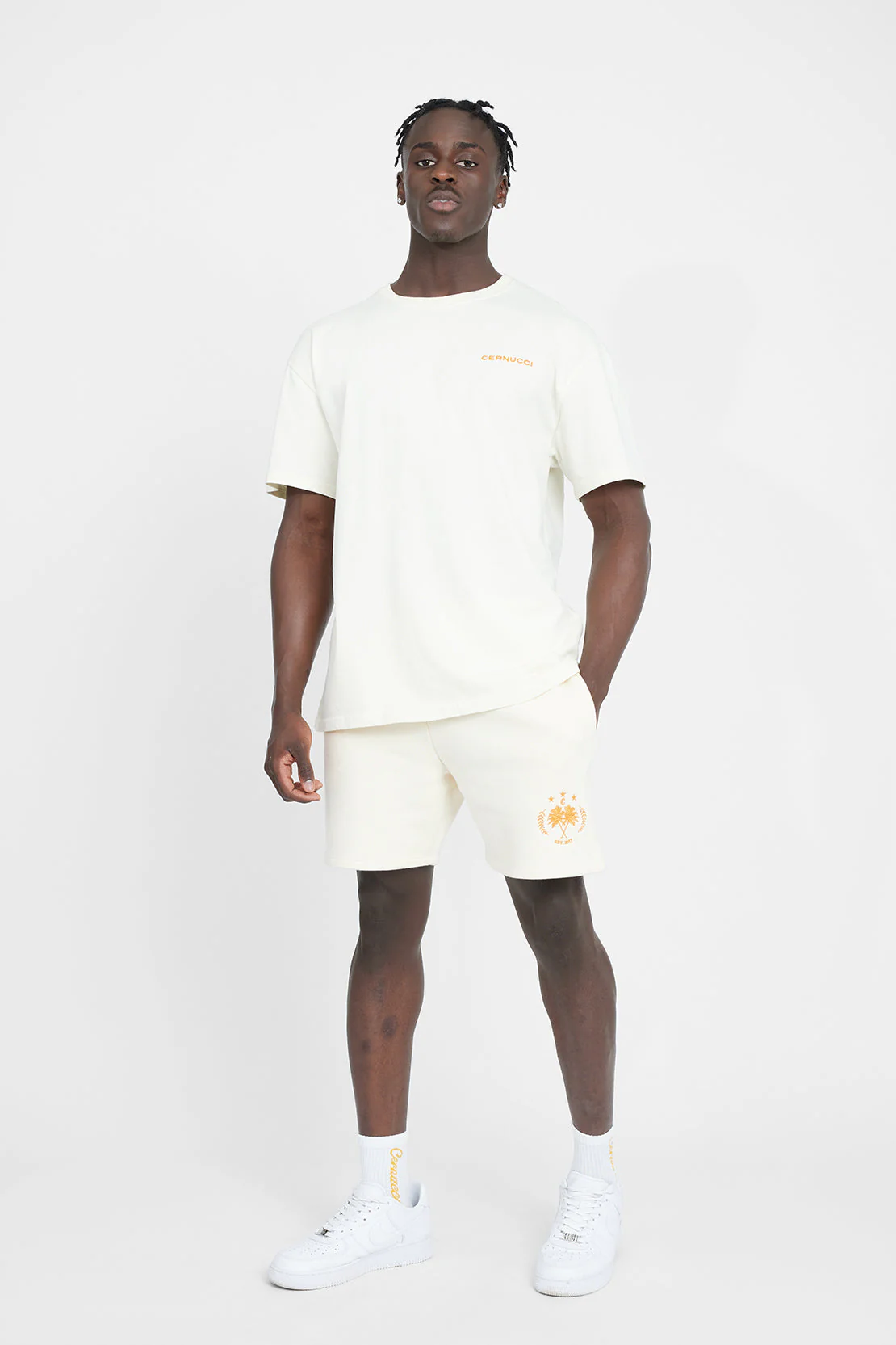 Palm Crest Jersey Shorts - Ecru - Image 2