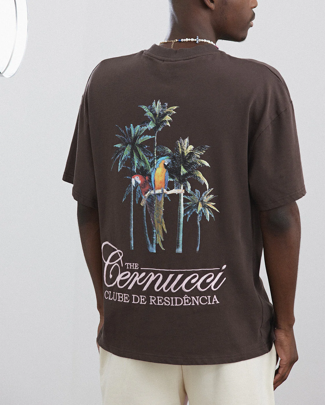 Palm Print T-Shirt - Chocolate - Image 2
