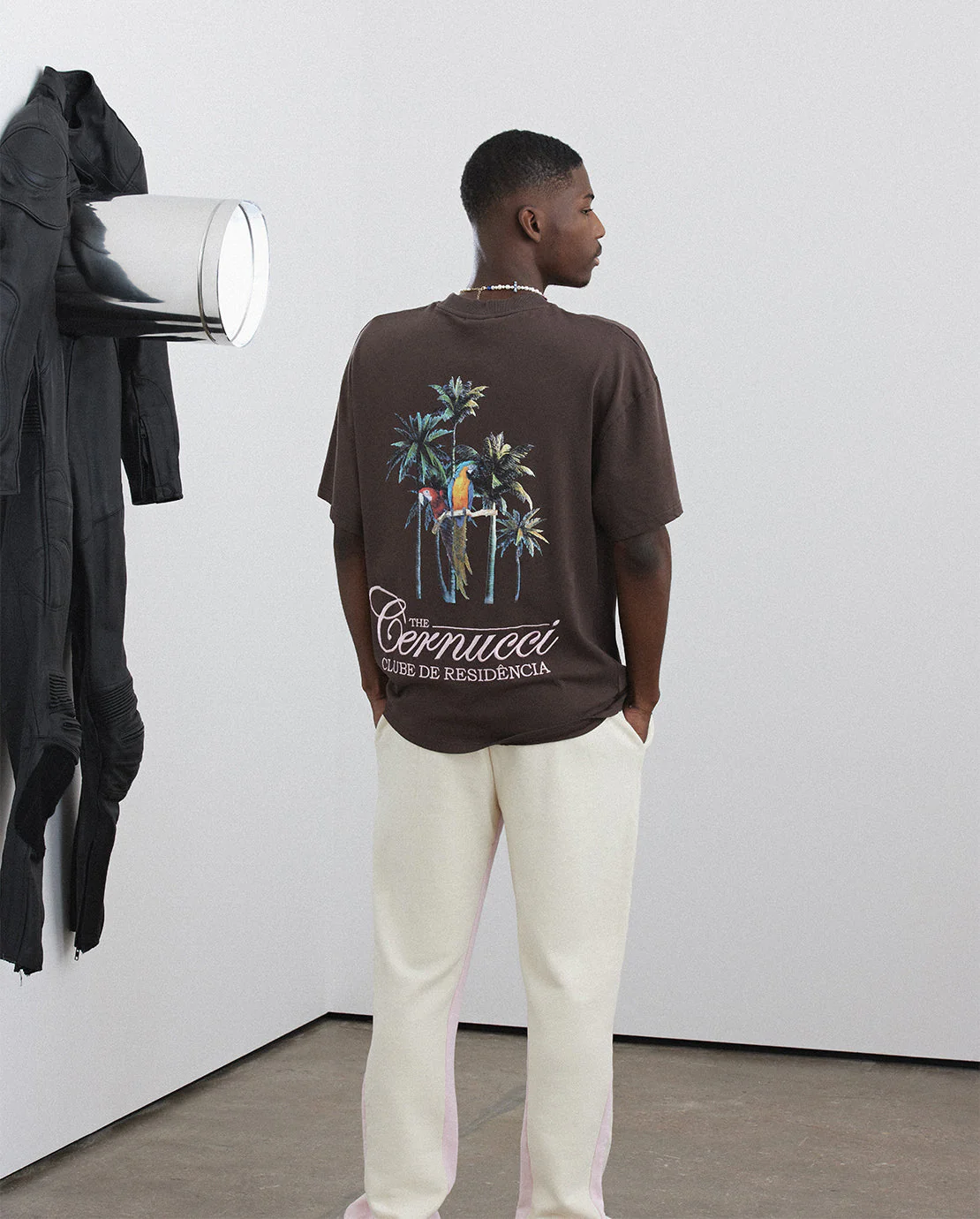 Palm Print T-Shirt - Chocolate - Image 3