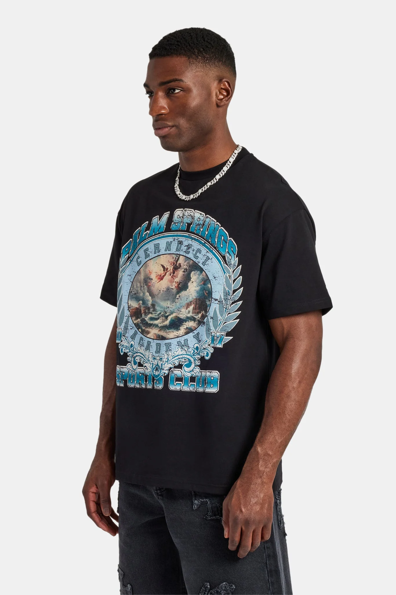 Palm Springs Graphic Oversized T-Shirt - Black - Image 2