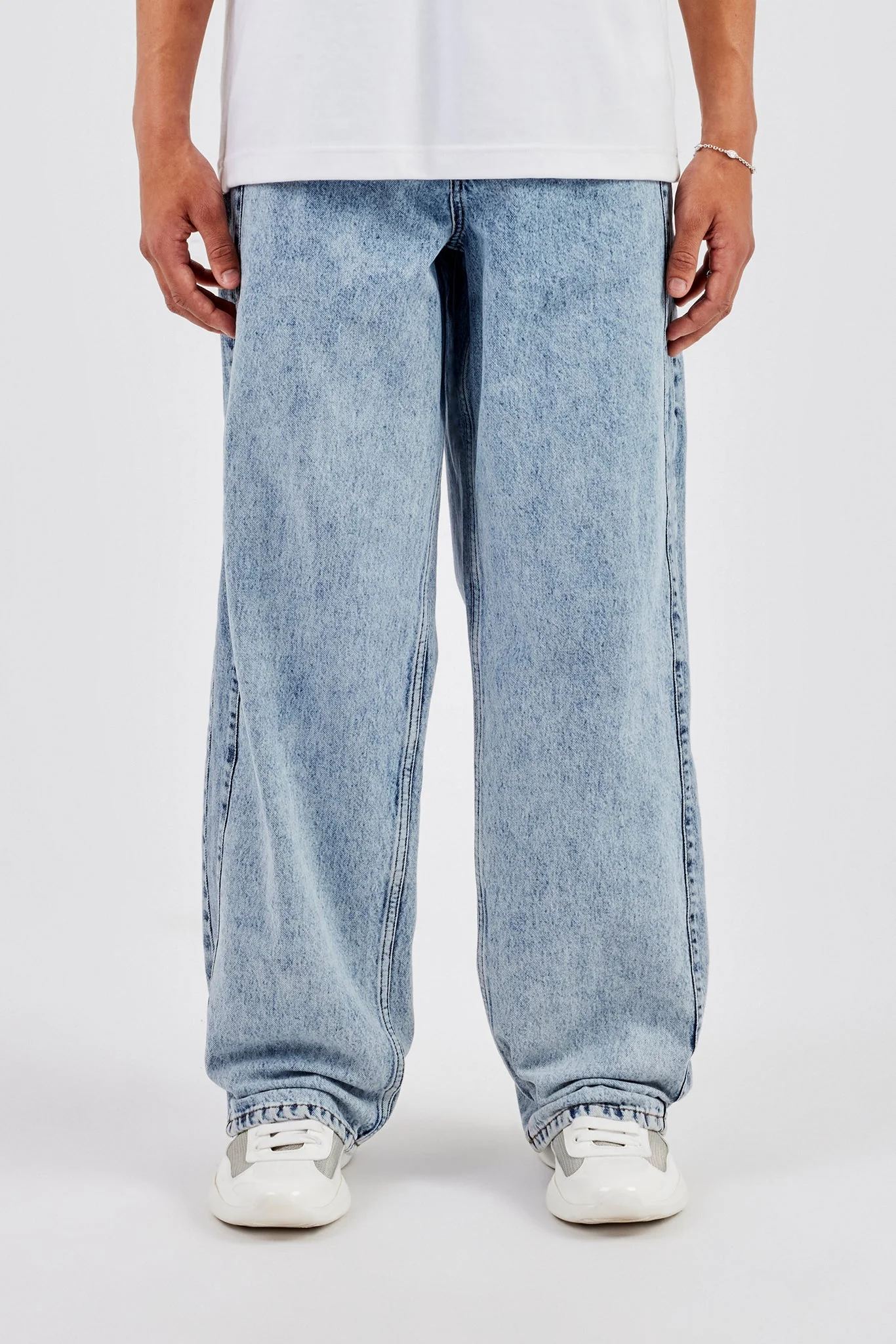 Panelled Baggy Jean - Light Blue - Image 2