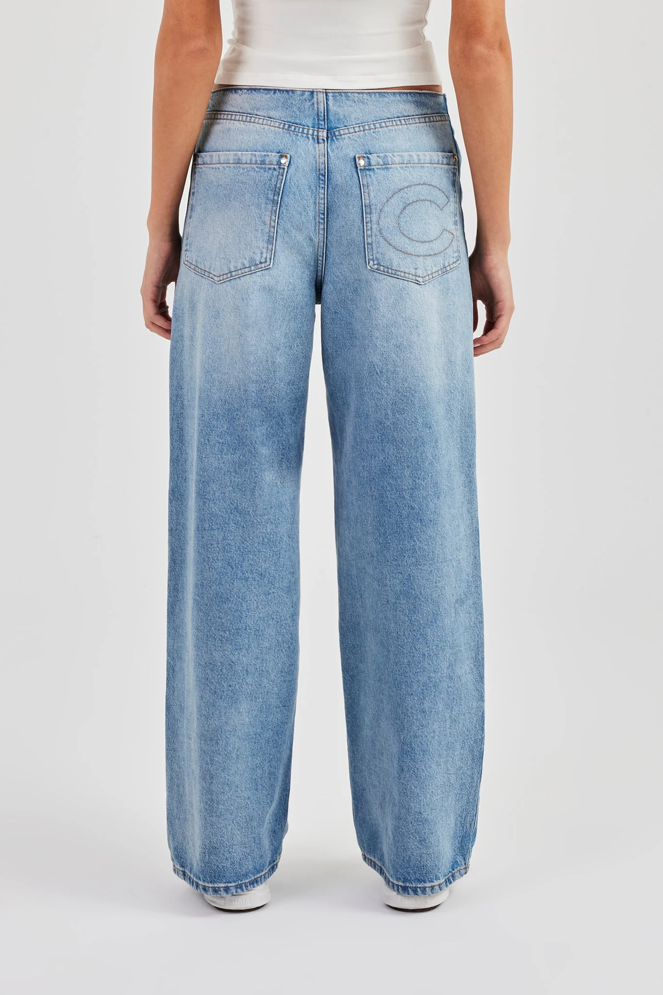Panelled Baggy Jean - Washed Blue - Image 2