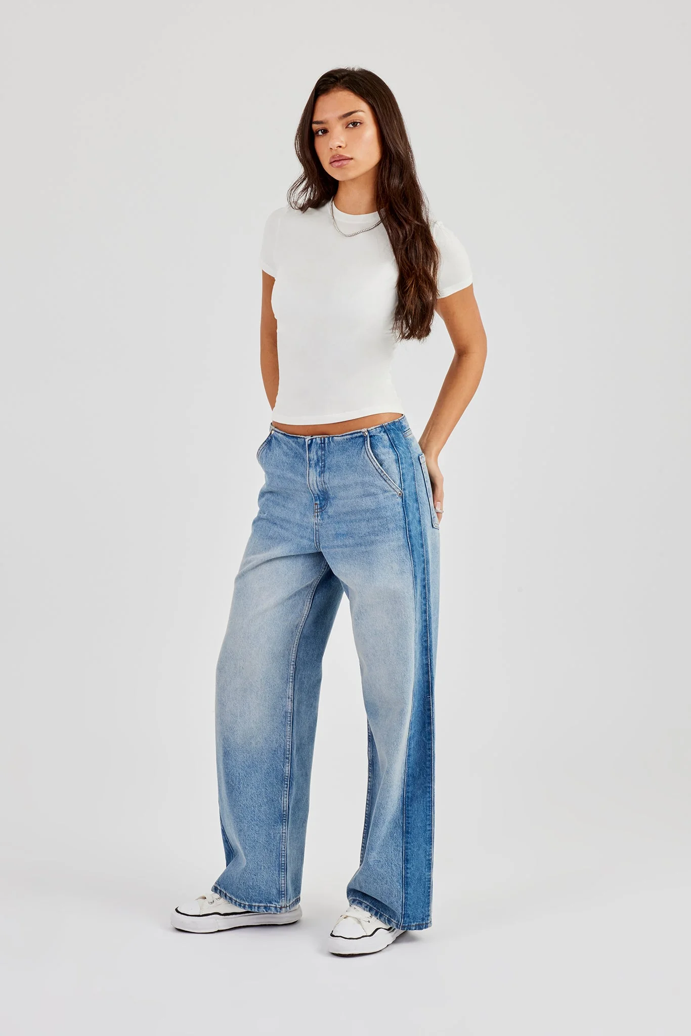Panelled Baggy Jean - Washed Blue - Image 3