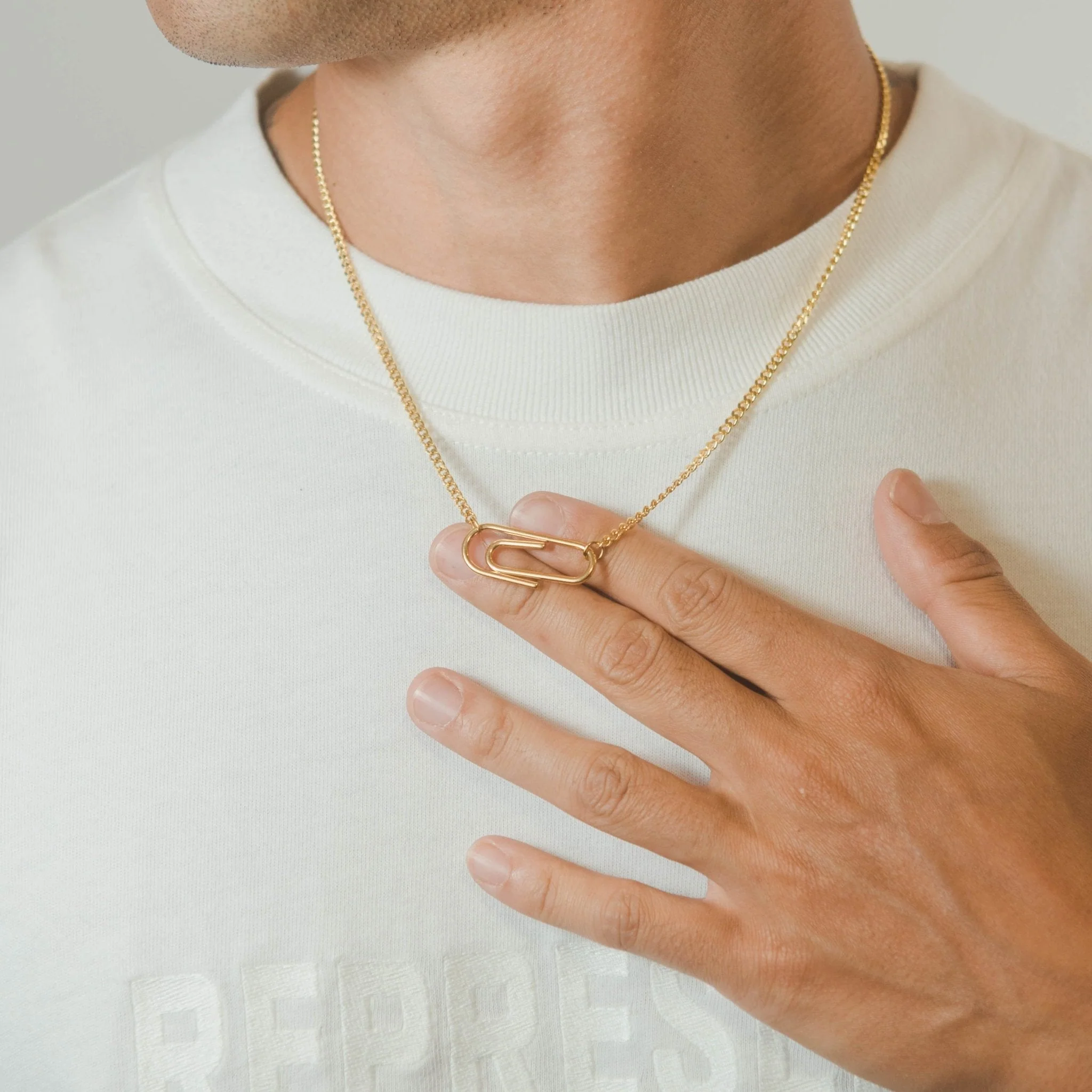 Paper Clip Necklace - Gold - 3mm - Image 2