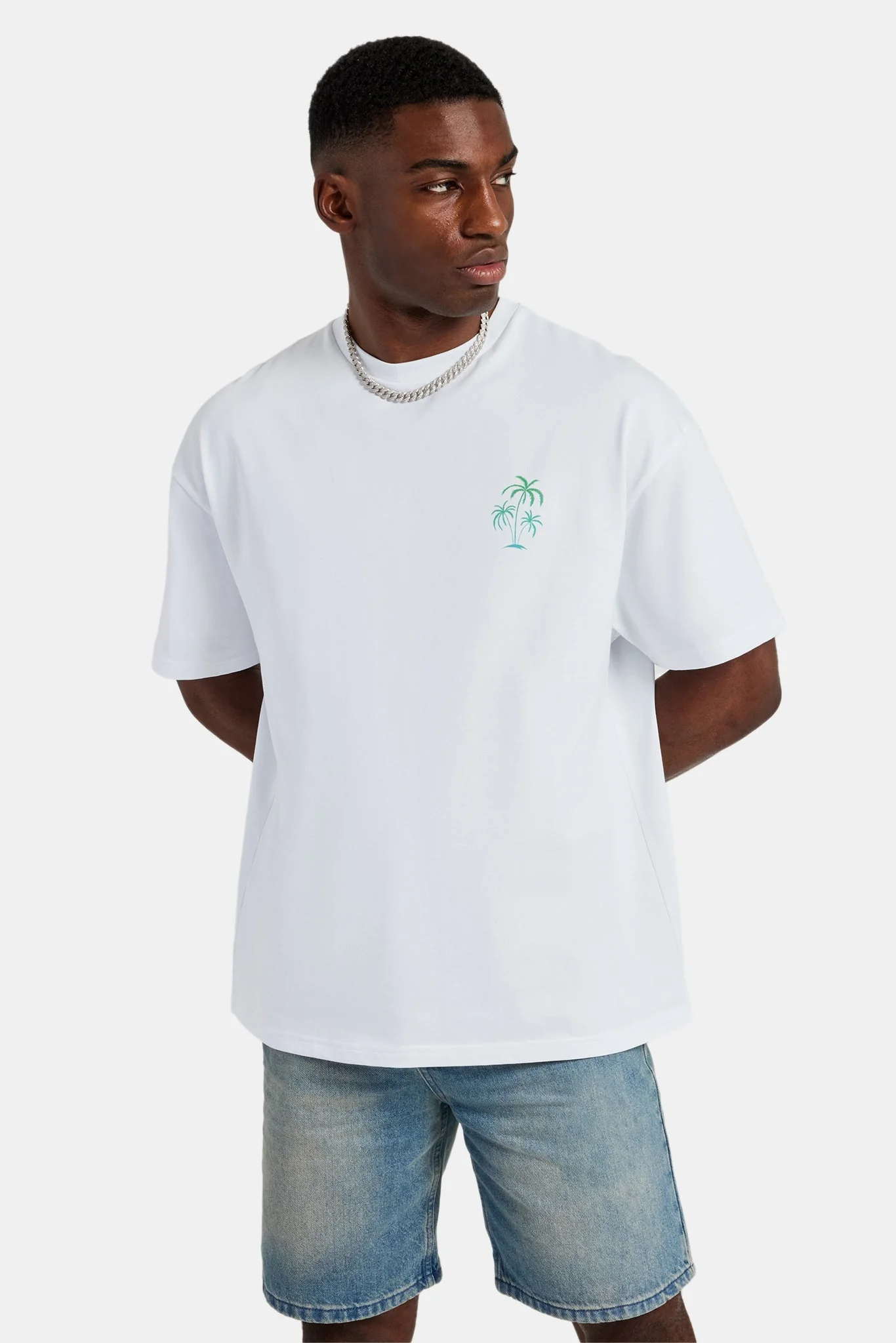 Paraiso Hill Puff Print Oversized T-Shirt - White - Image 2