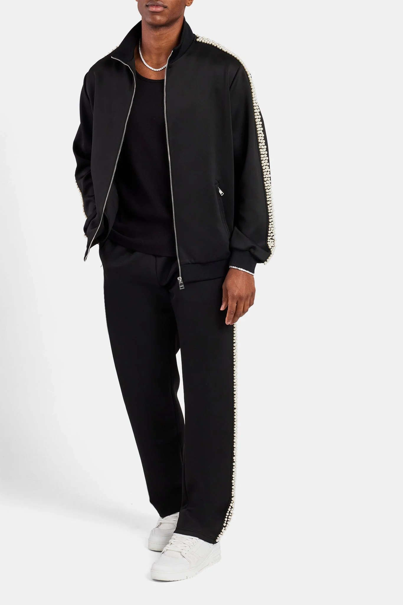 Pearl Detail Track Jacket - Black - Image 2