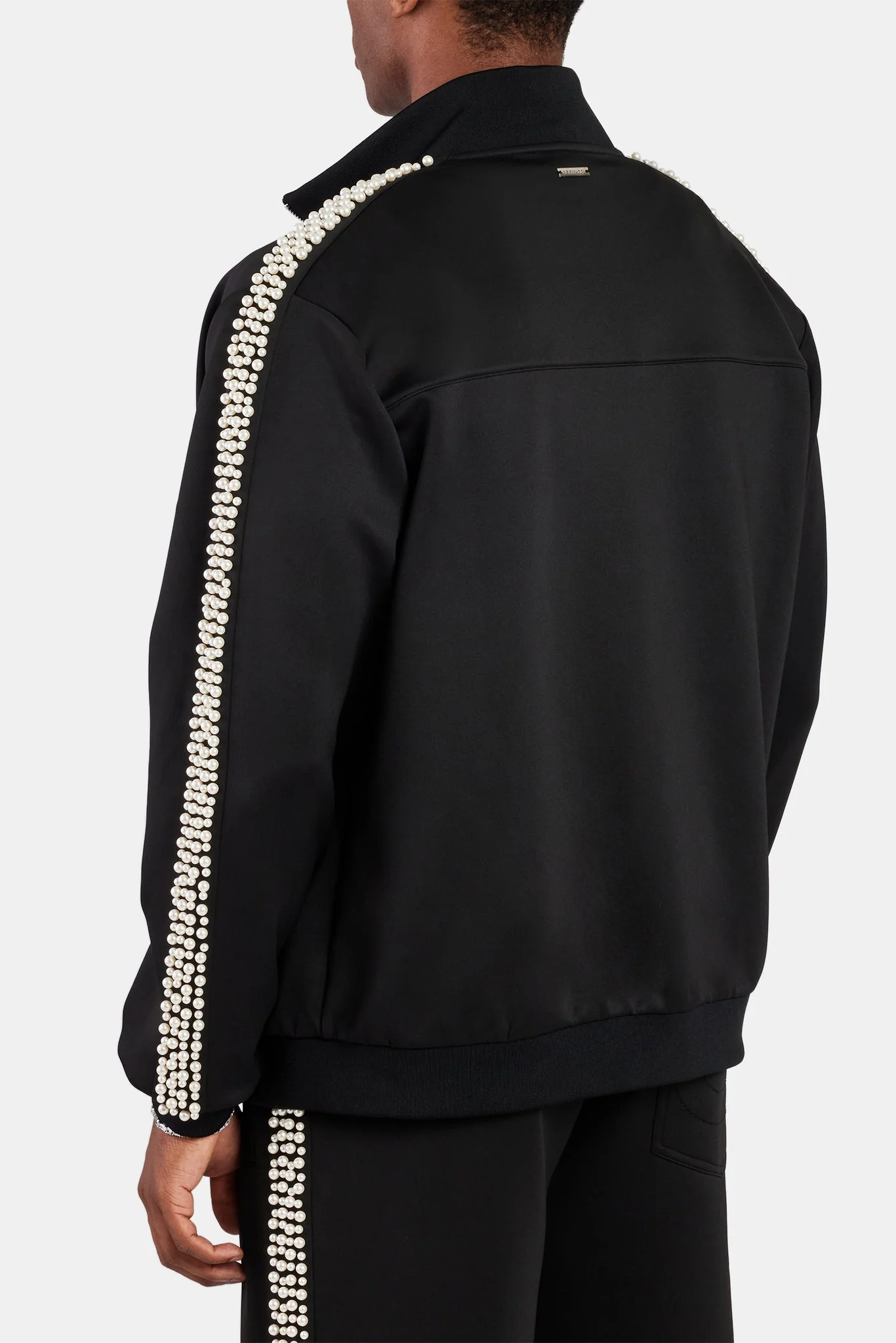 Pearl Detail Track Jacket - Black - Image 4