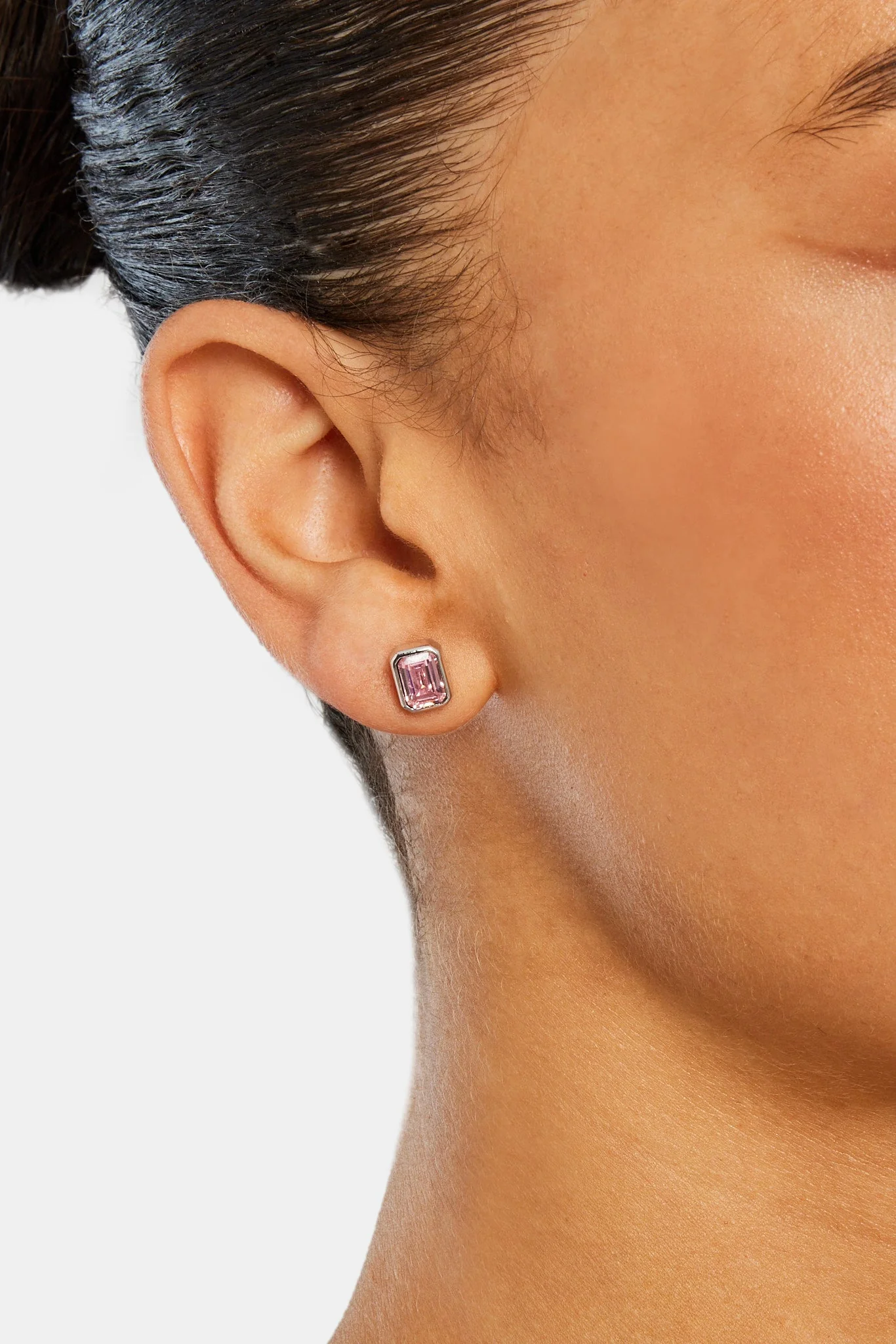 Pink Gemstone Stud Earrings - Image 2