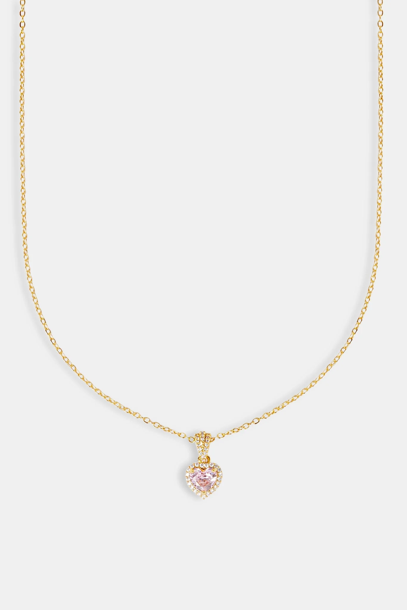 Pink Heart Bezel Necklace - Gold - Image 2