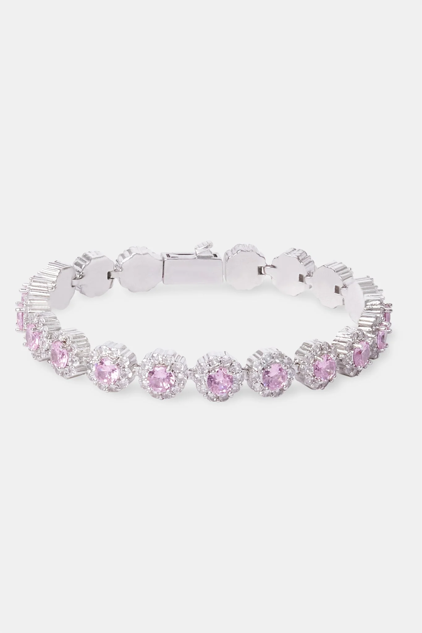 Pink Iced Floral Tennis Bracelet - Image 2