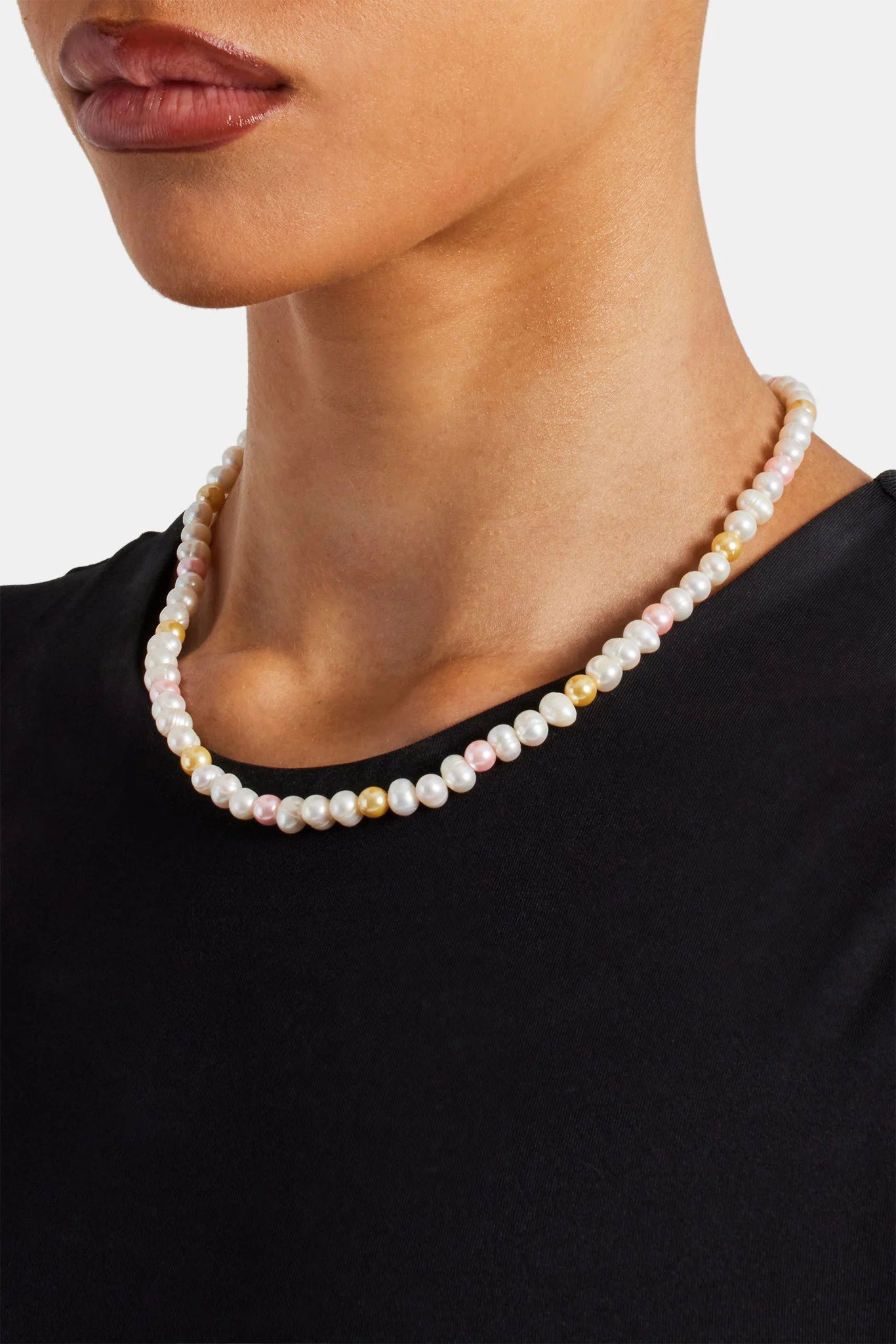 Pink & Lemon Freshwater Pearl Necklace - 6mm - Image 2