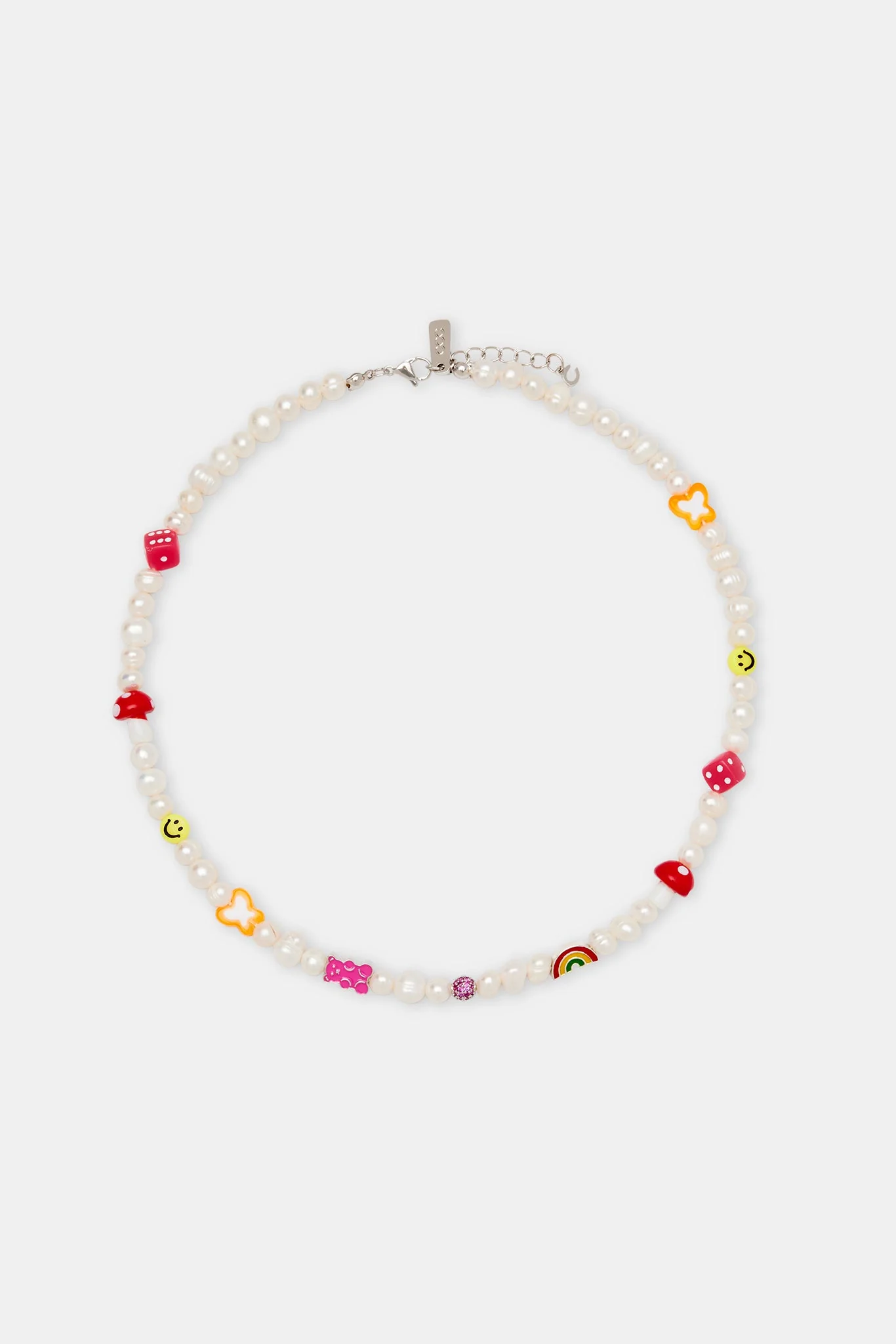 Pink Mixed Motif Bead Freshwater Pearl Necklace - Image 4