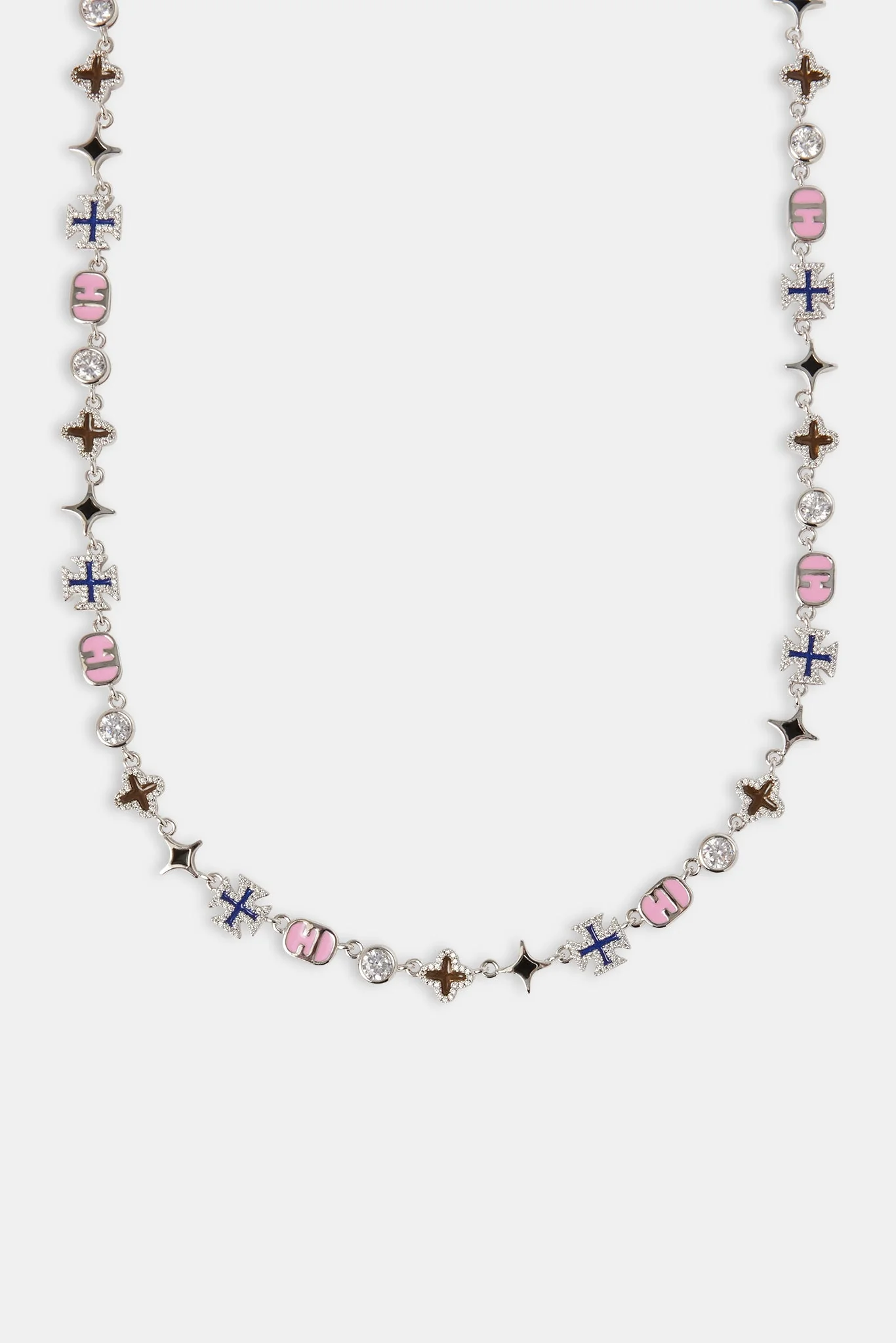 Pink Mixed Motif Polished Chain - 8mm - Image 2