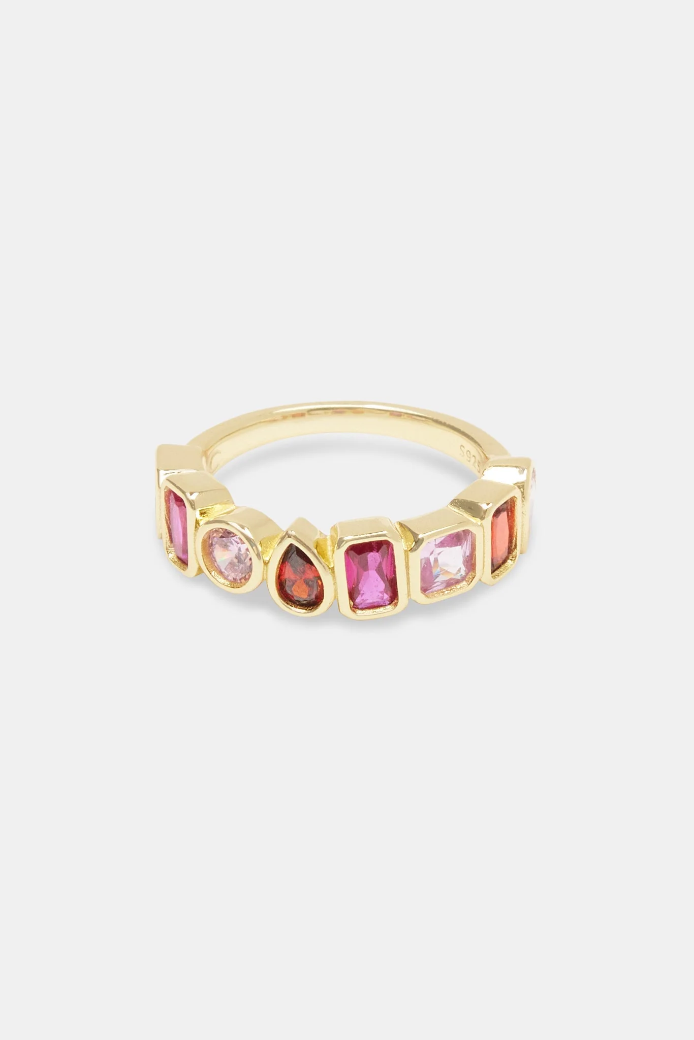 Pink Multi Gem Band Ring - Gold - Image 3