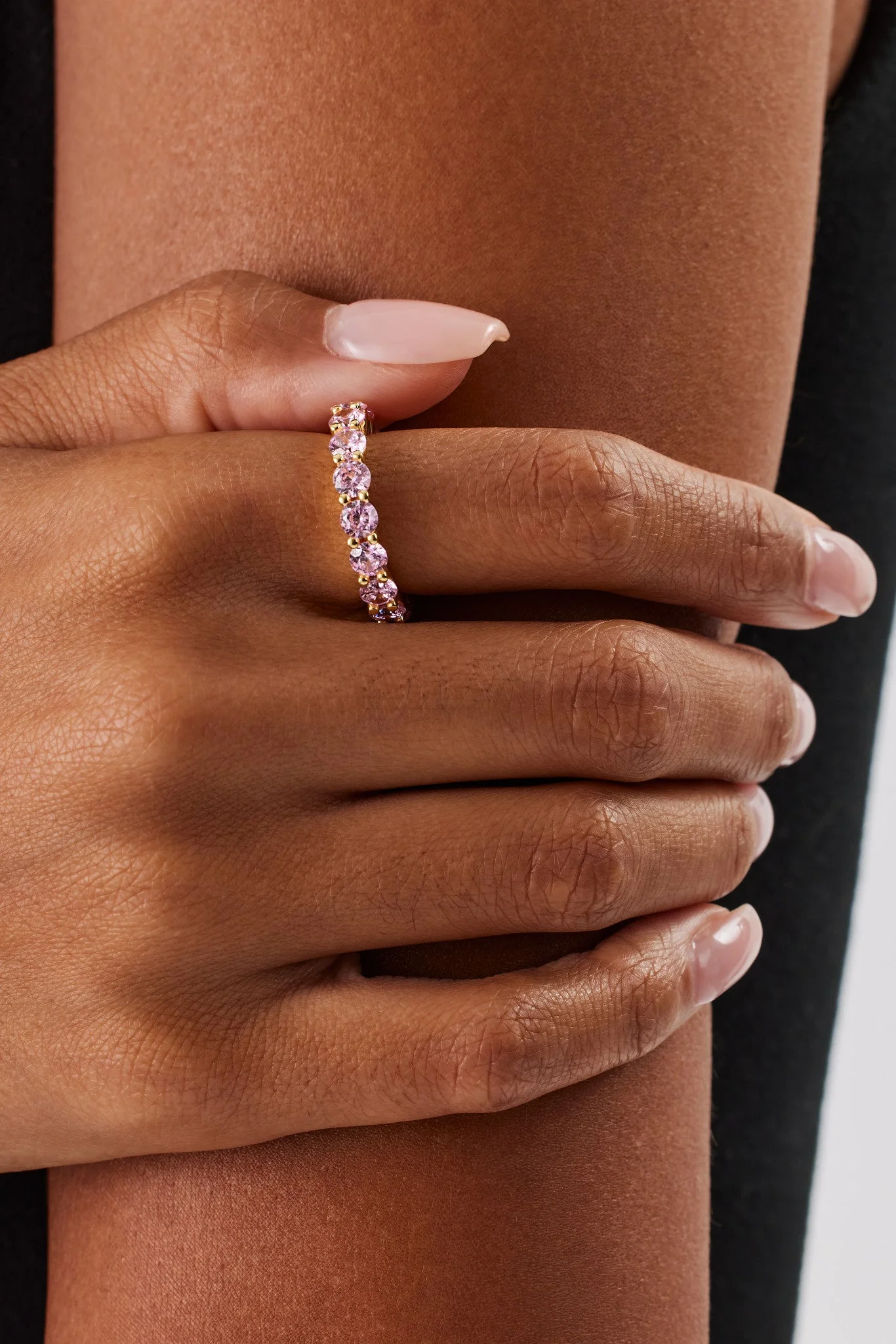 Pink Round Stone Tennis Ring - 4mm - Image 2