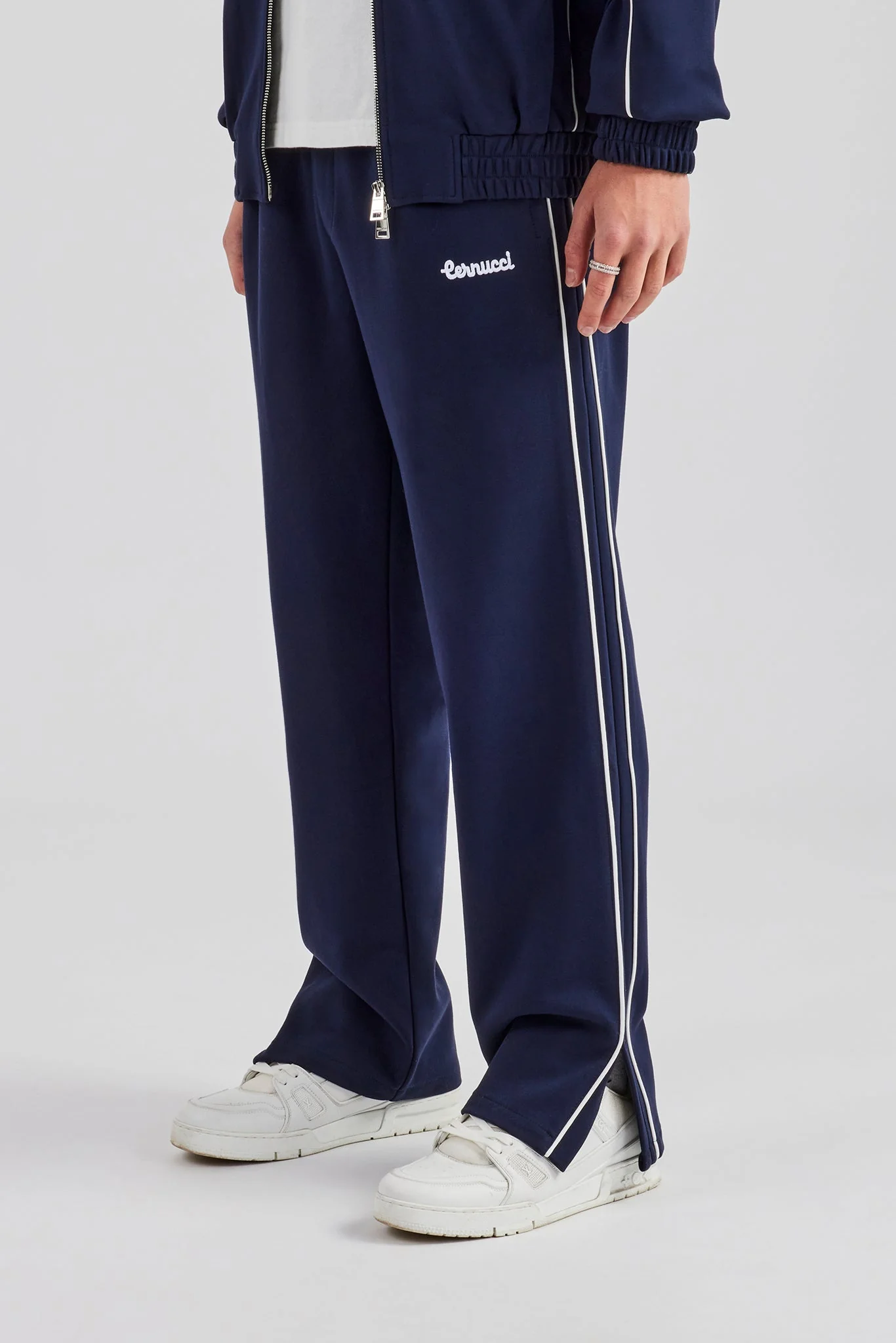 Piping Split Hem Trouser - Navy - Image 4