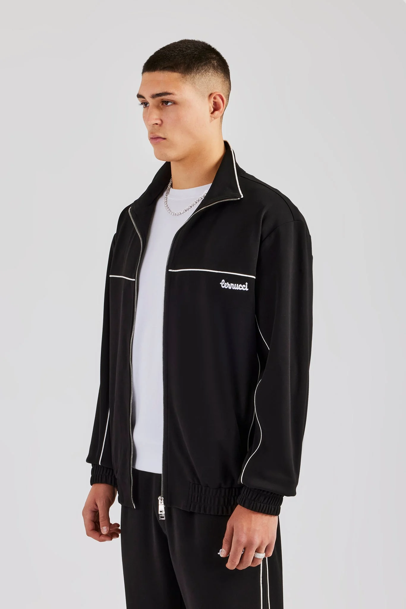 Piping Zip Through Jacket - Black - Image 2