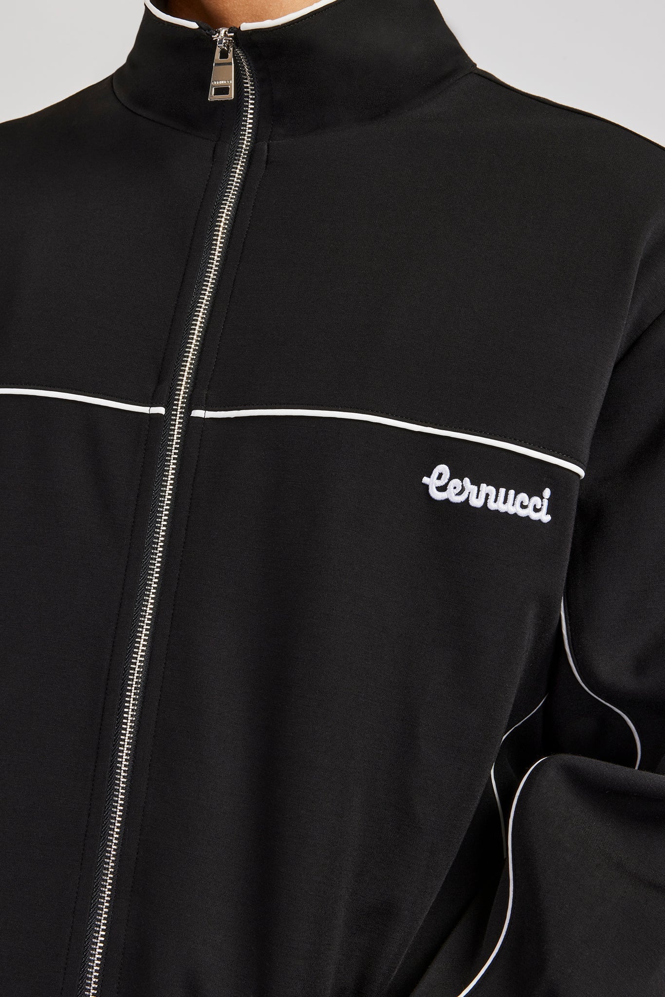 Piping Zip Through Jacket - Black - Image 3