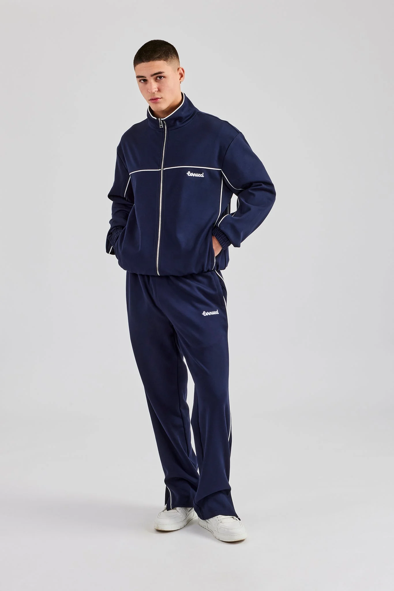 Piping Zip Through Jacket - Navy - Image 3