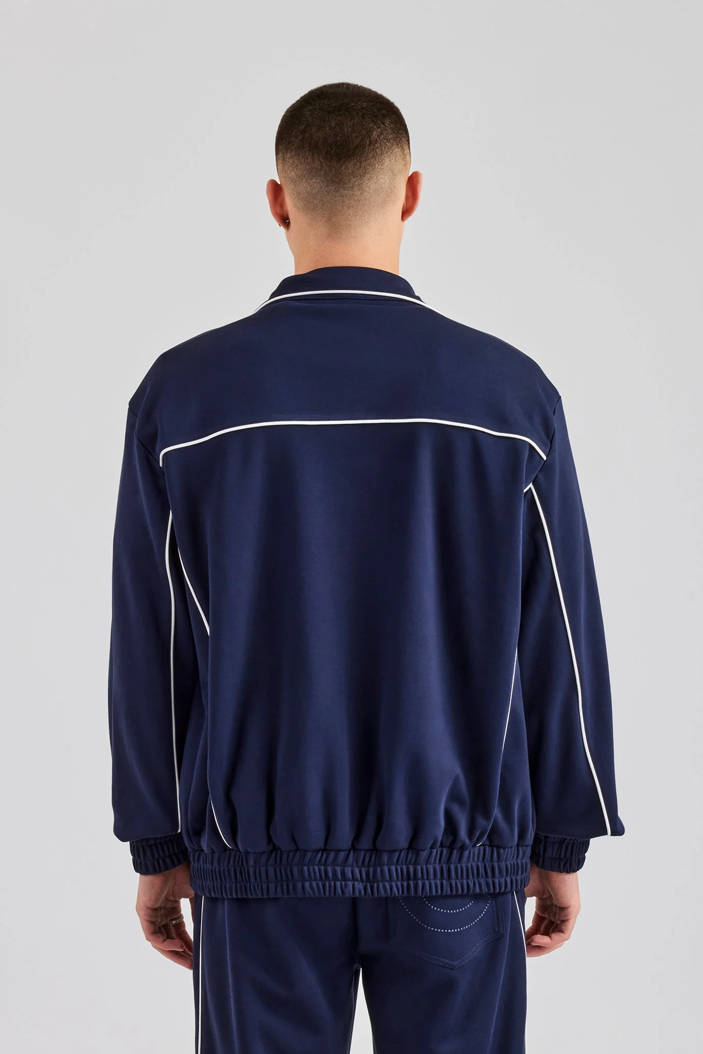 Piping Zip Through Jacket - Navy - Image 4