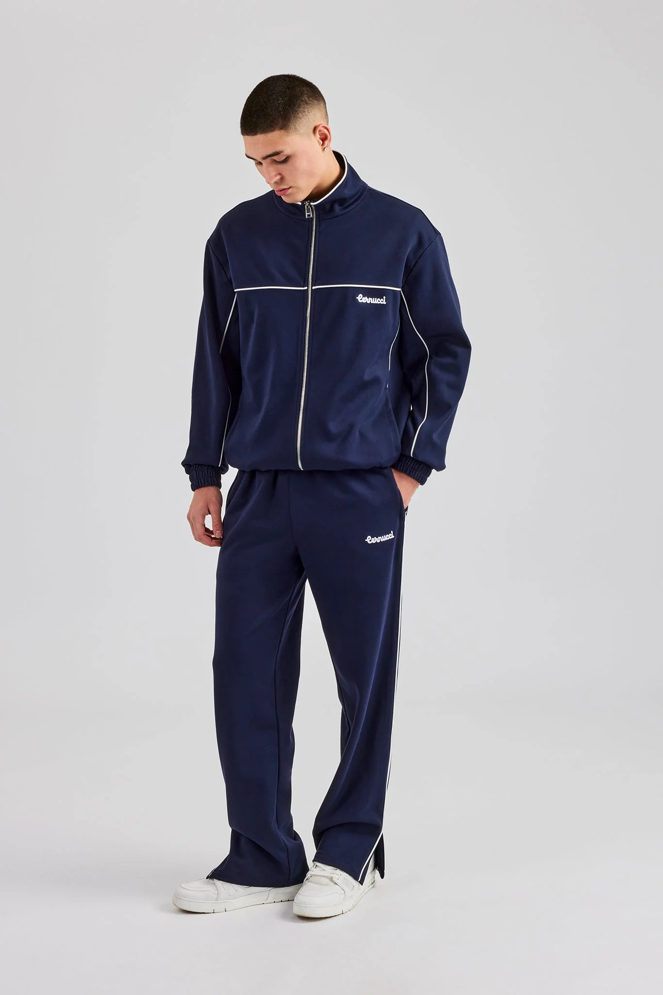 Piping Zip Through Tracksuit - Navy - Image 5