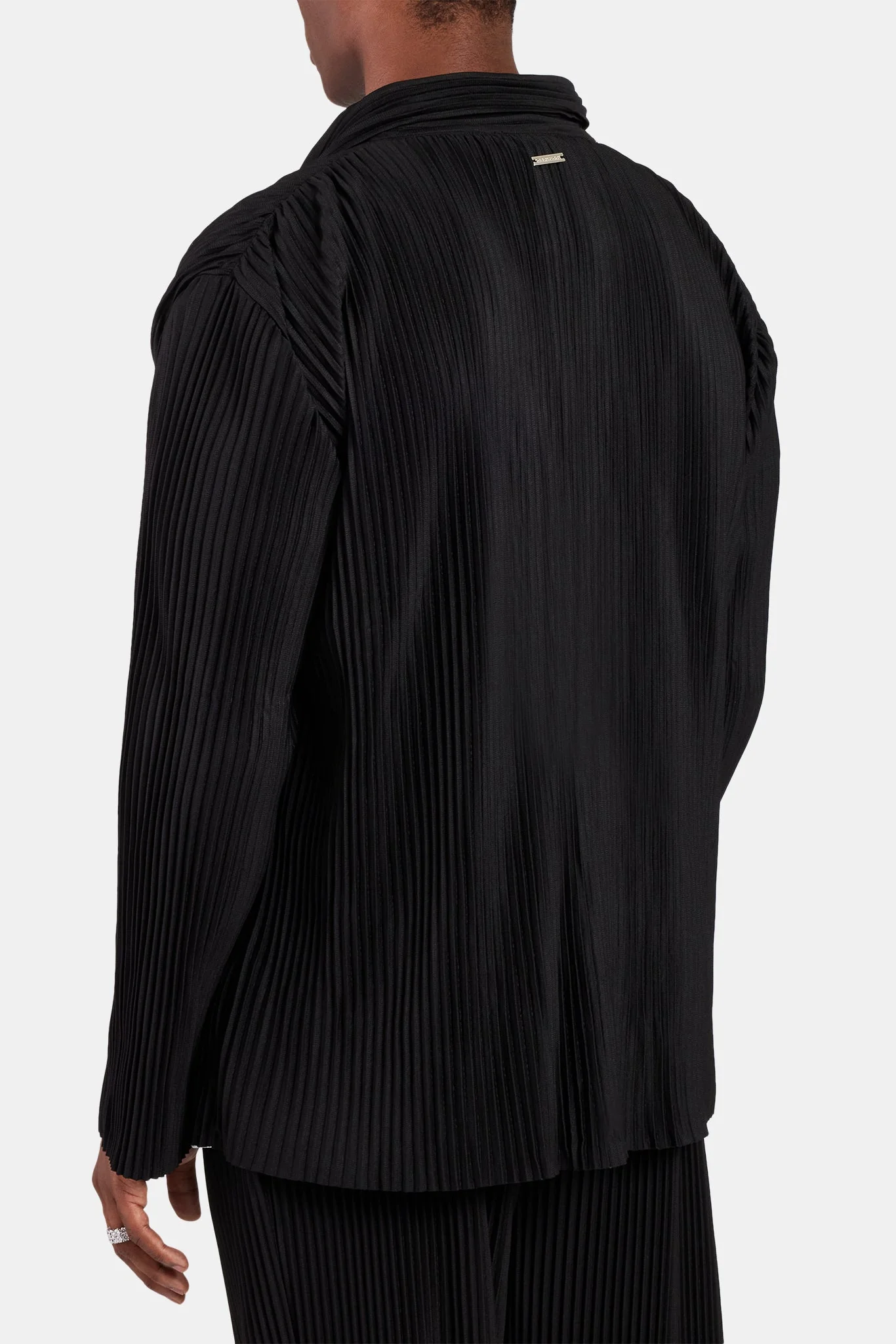 Pleated Collared Jacket - Black - Image 4