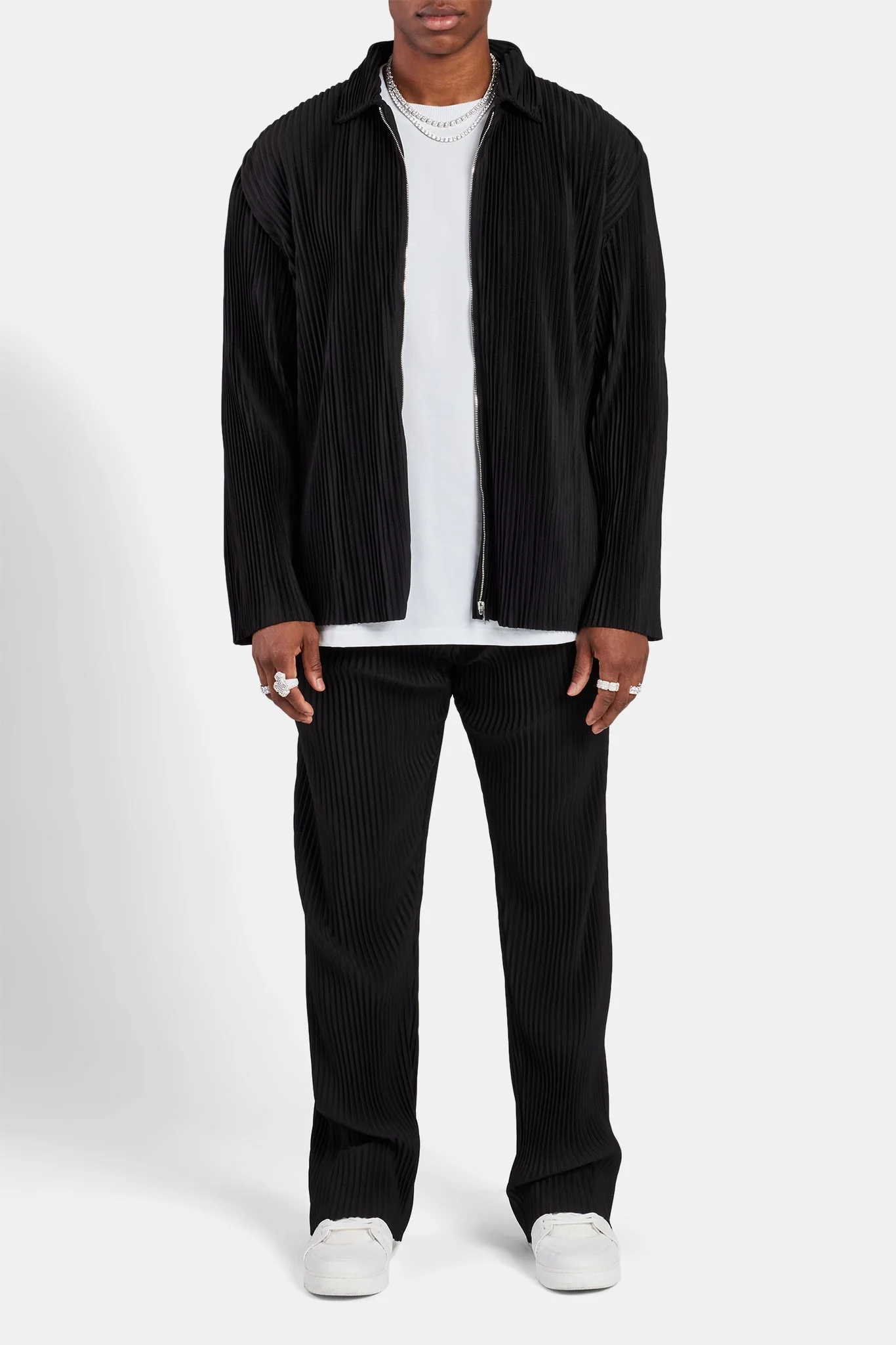 Pleated Collared Jacket - Black - Image 5