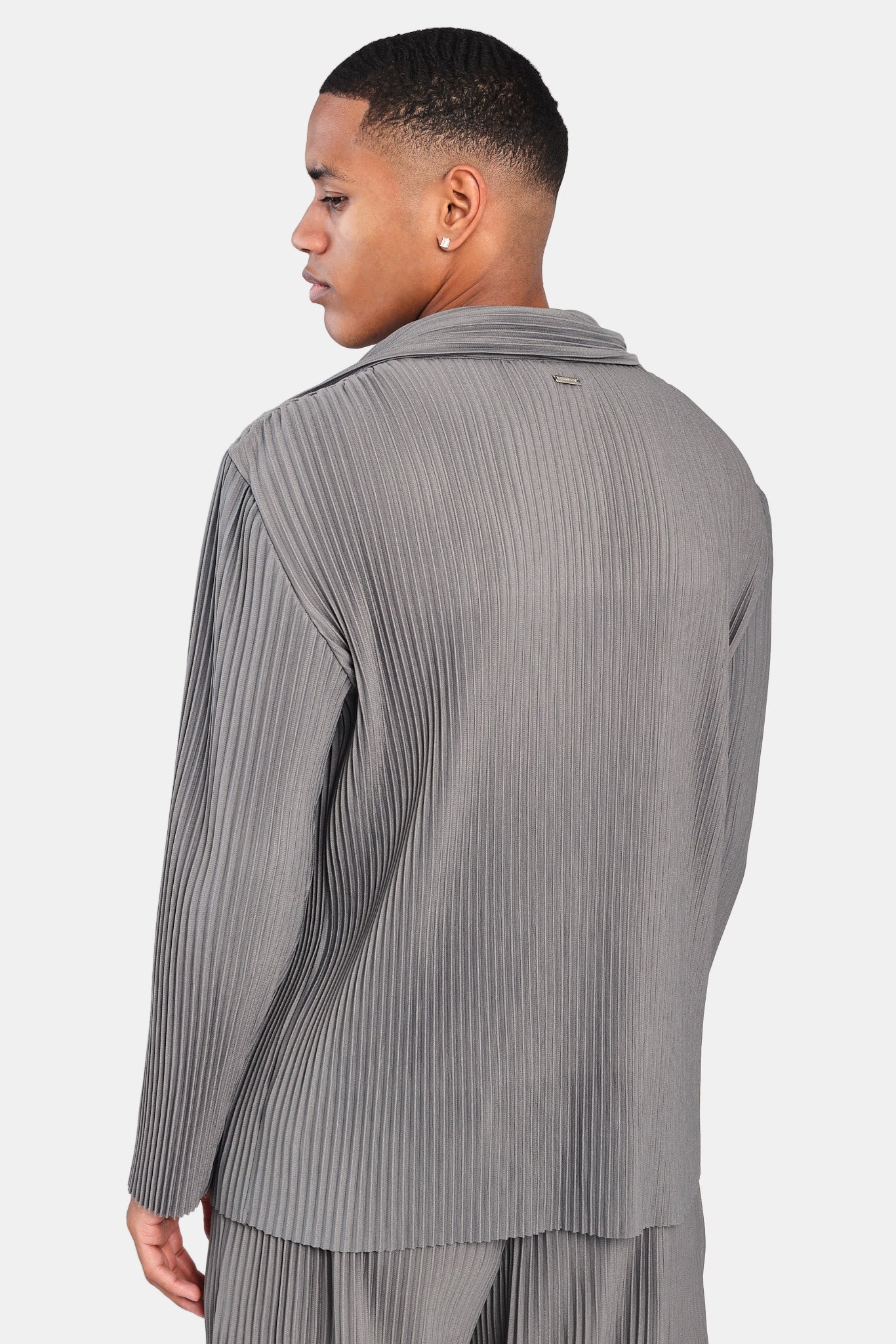 Pleated Utility Jacket - Dark Grey - Image 3