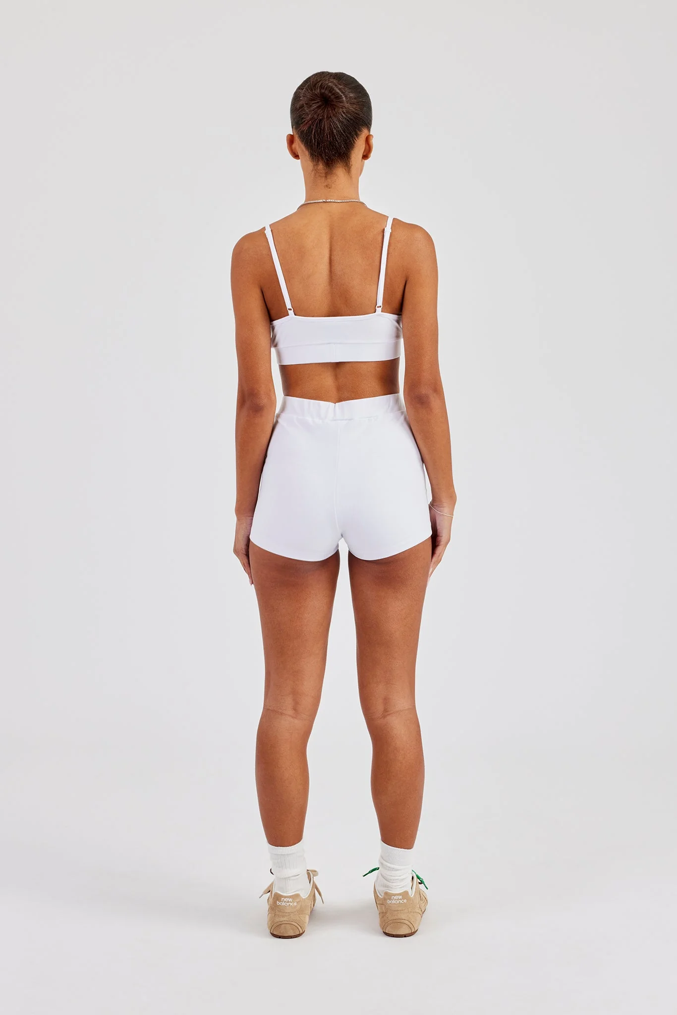 Plunge Front Bralet & Jersey Boxer Short - White - Image 3
