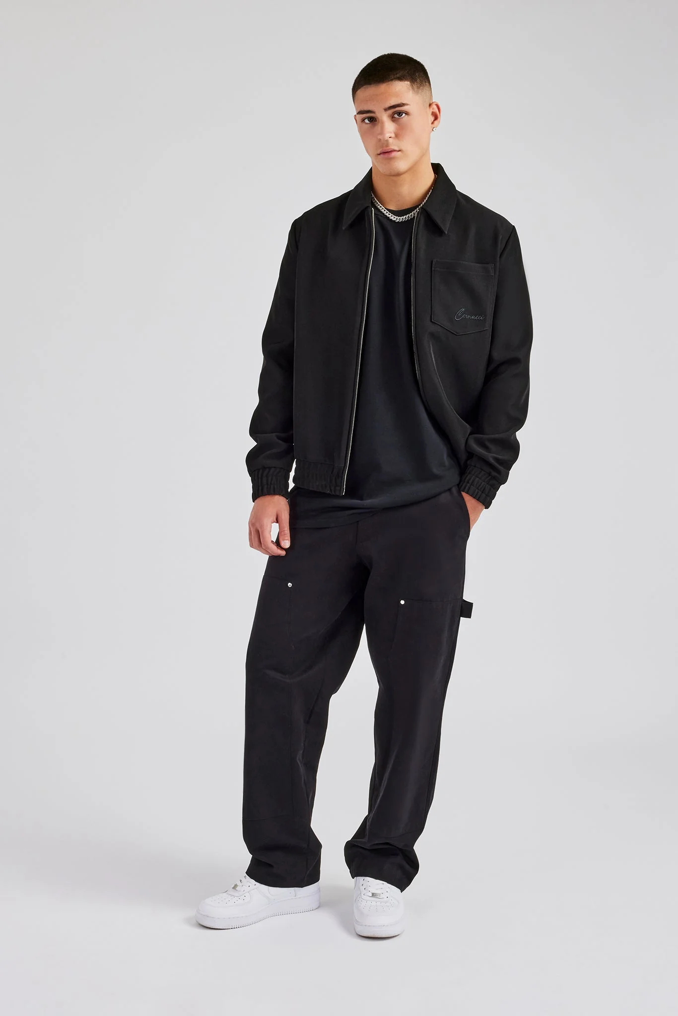 Pocket Twill Harrington Jacket - Black - Image 4