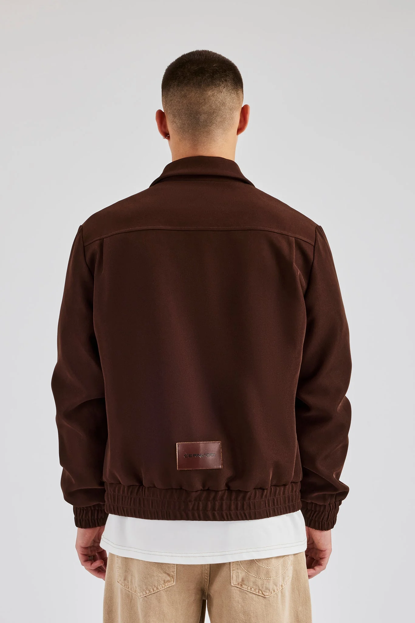 Pocket Twill Harrington Jacket - Chocolate - Image 3