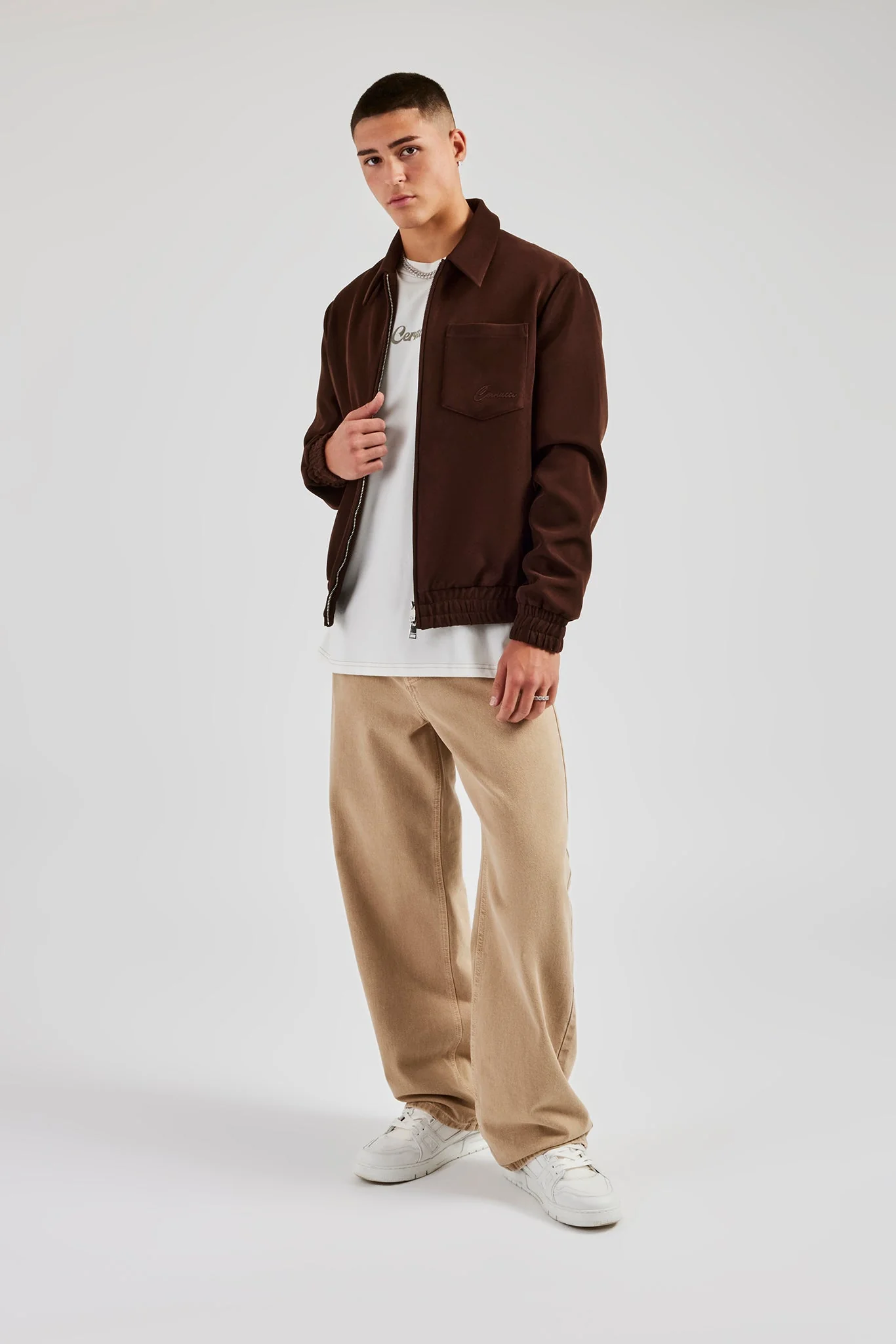 Pocket Twill Harrington Jacket - Chocolate - Image 4
