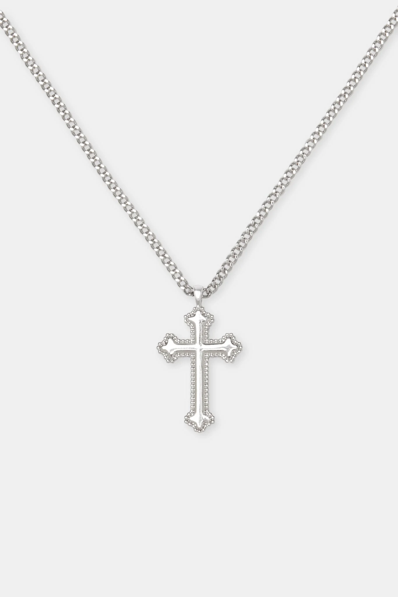 Polished Cross Necklace - White - 25mm - Image 2