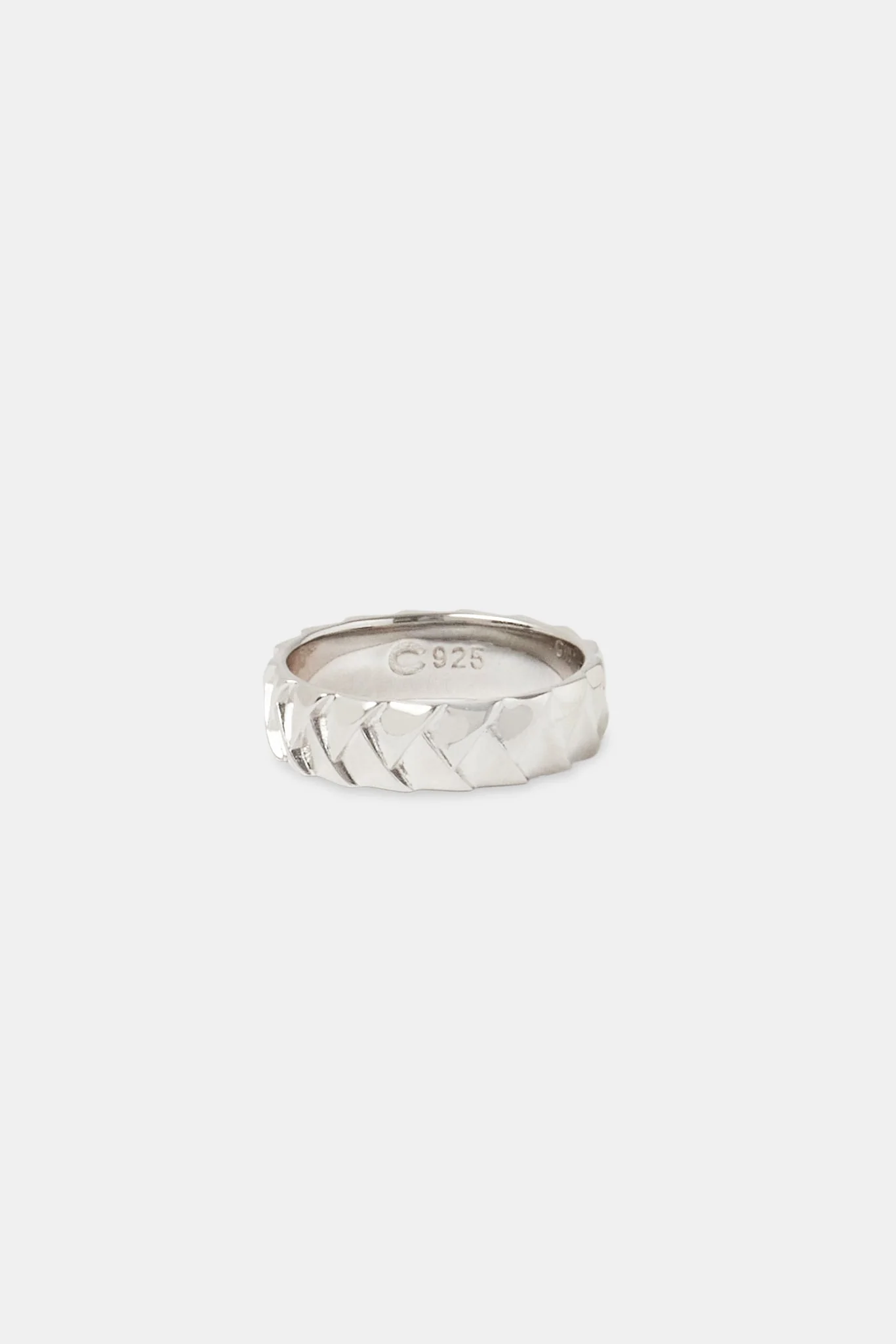 Polished Cross Over Woven Ring - White 6mm - Image 2