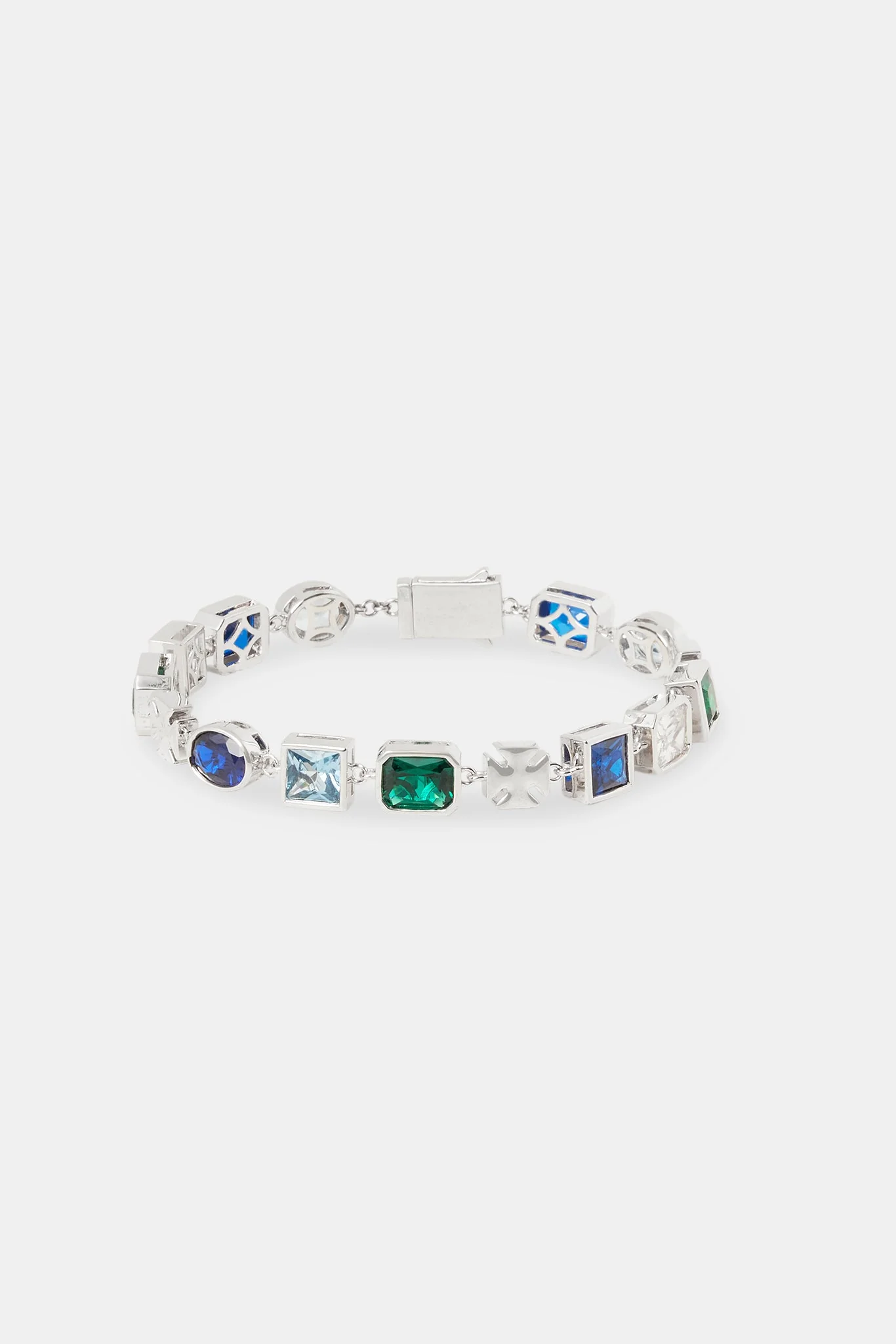 Polished Edge Gemstone & Cross Bracelet - 8mm - Image 2