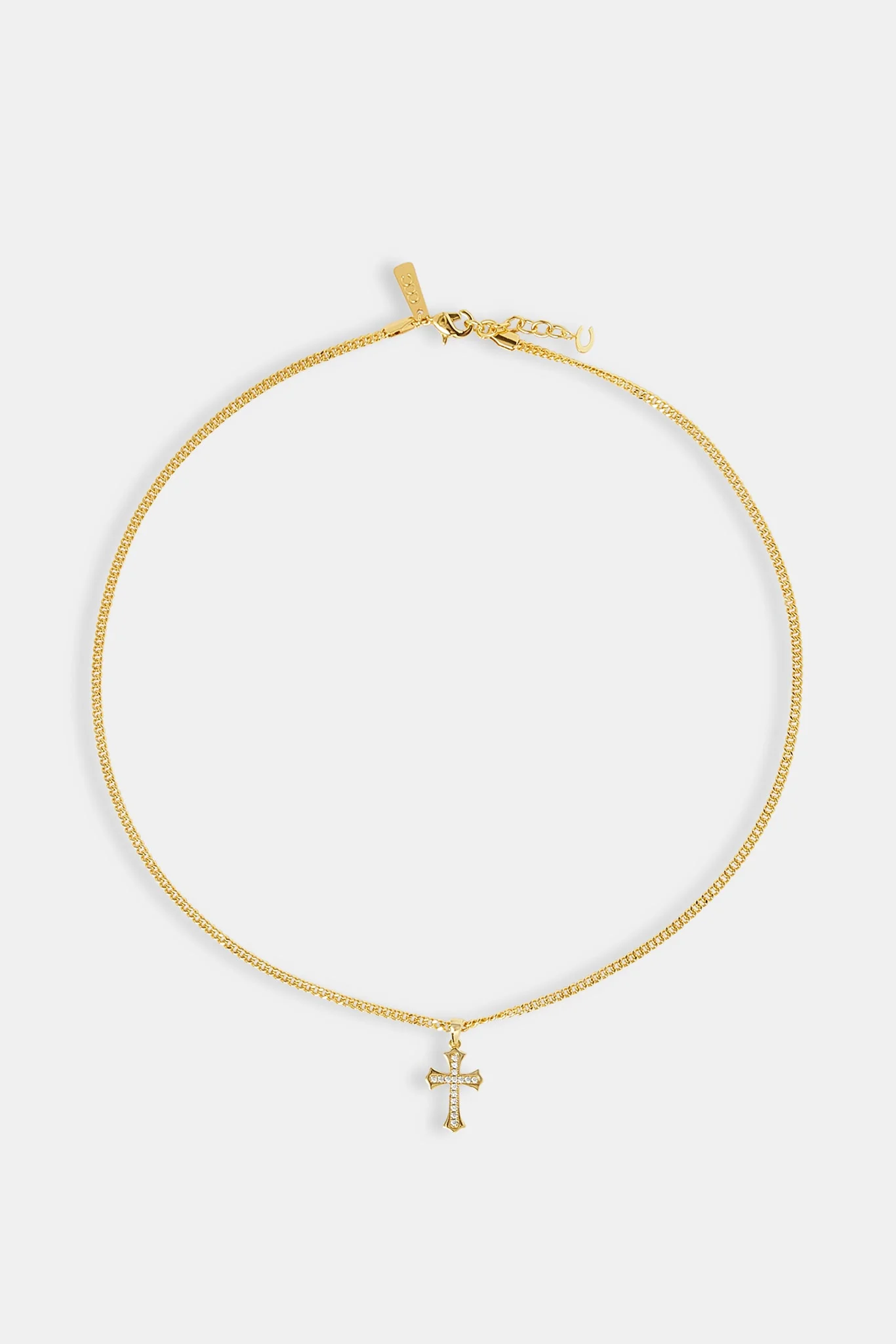 Polished Edge Iced Cross Cuban Necklace - 25mm - Gold - Image 3