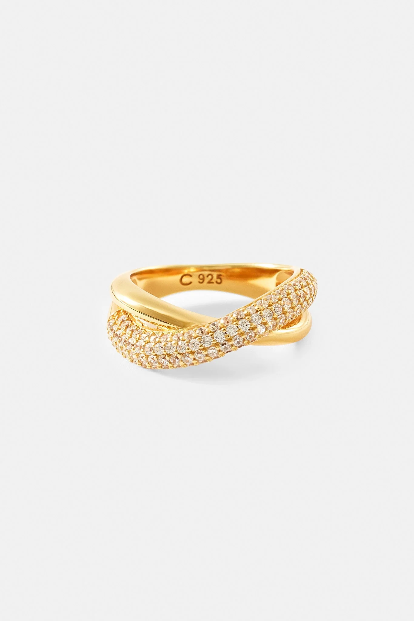 Polished & Iced Cross Over Ring - 8mm - Image 2