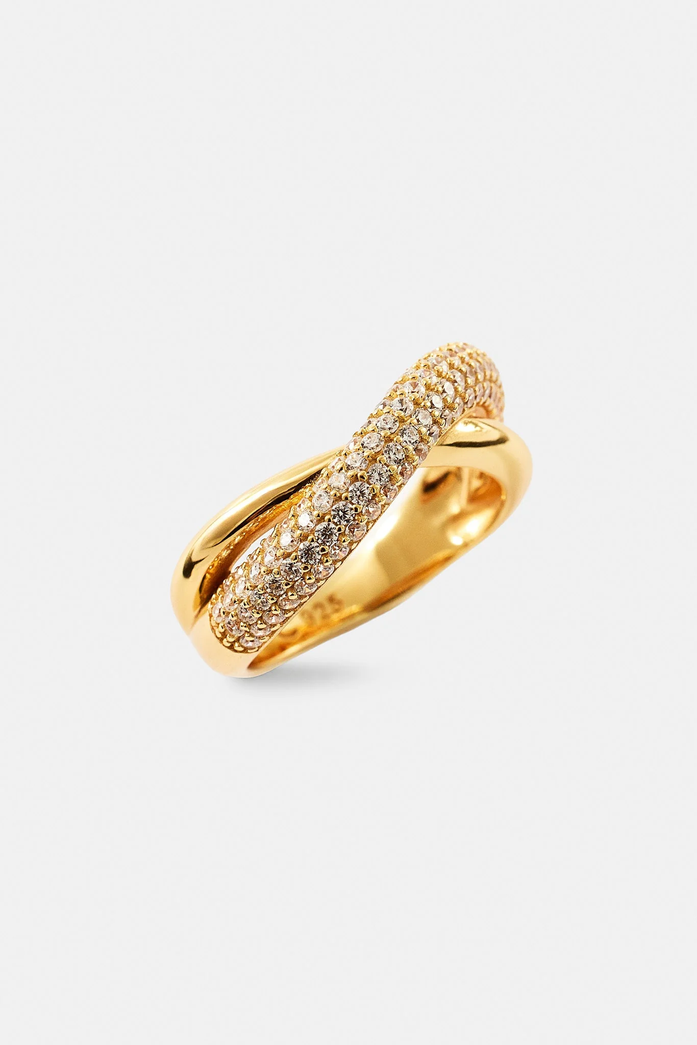 Polished & Iced Cross Over Ring - 8mm - Image 3