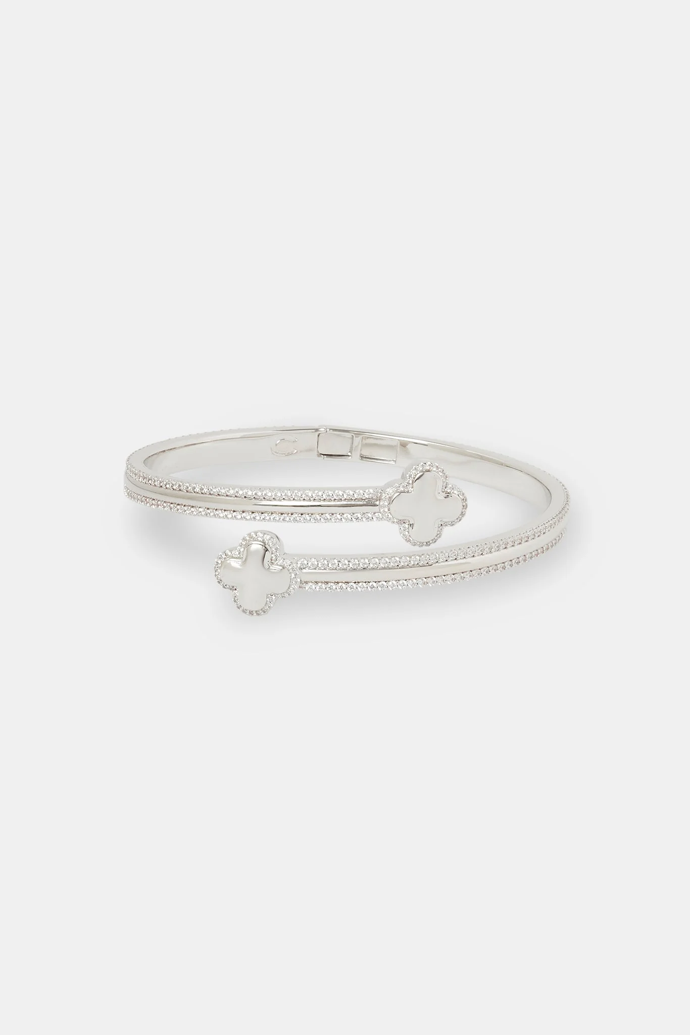 Polished & Iced Motif Bangle - 10mm - Image 2