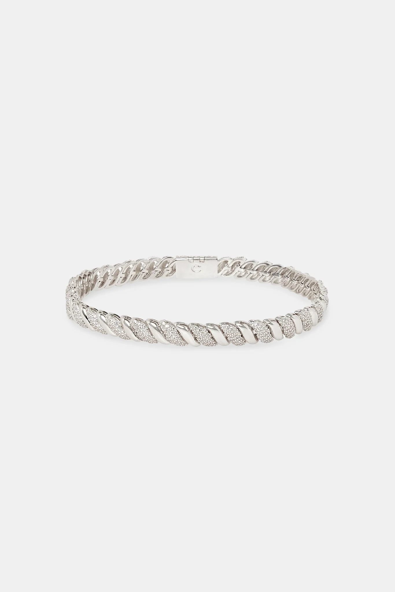 Polished & Iced Rope Link Bracelet - 6mm - Image 2