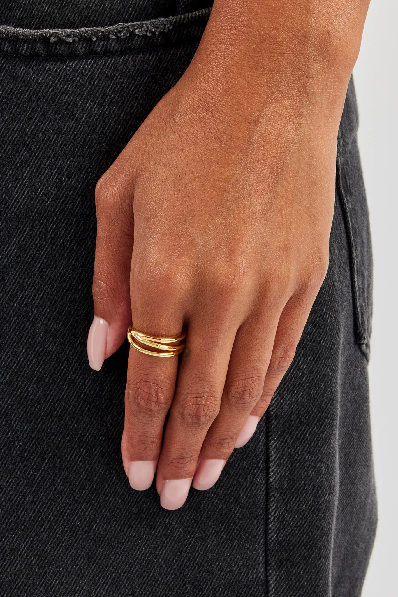 Polished Triple Band Ring - 8mm - Image 2