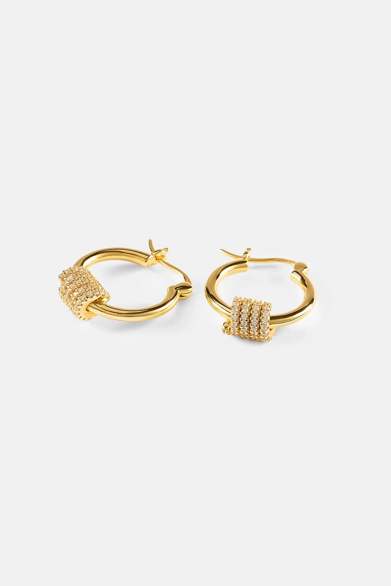 Polished Wrap Iced Hoop Earrings - 18mm - Image 3