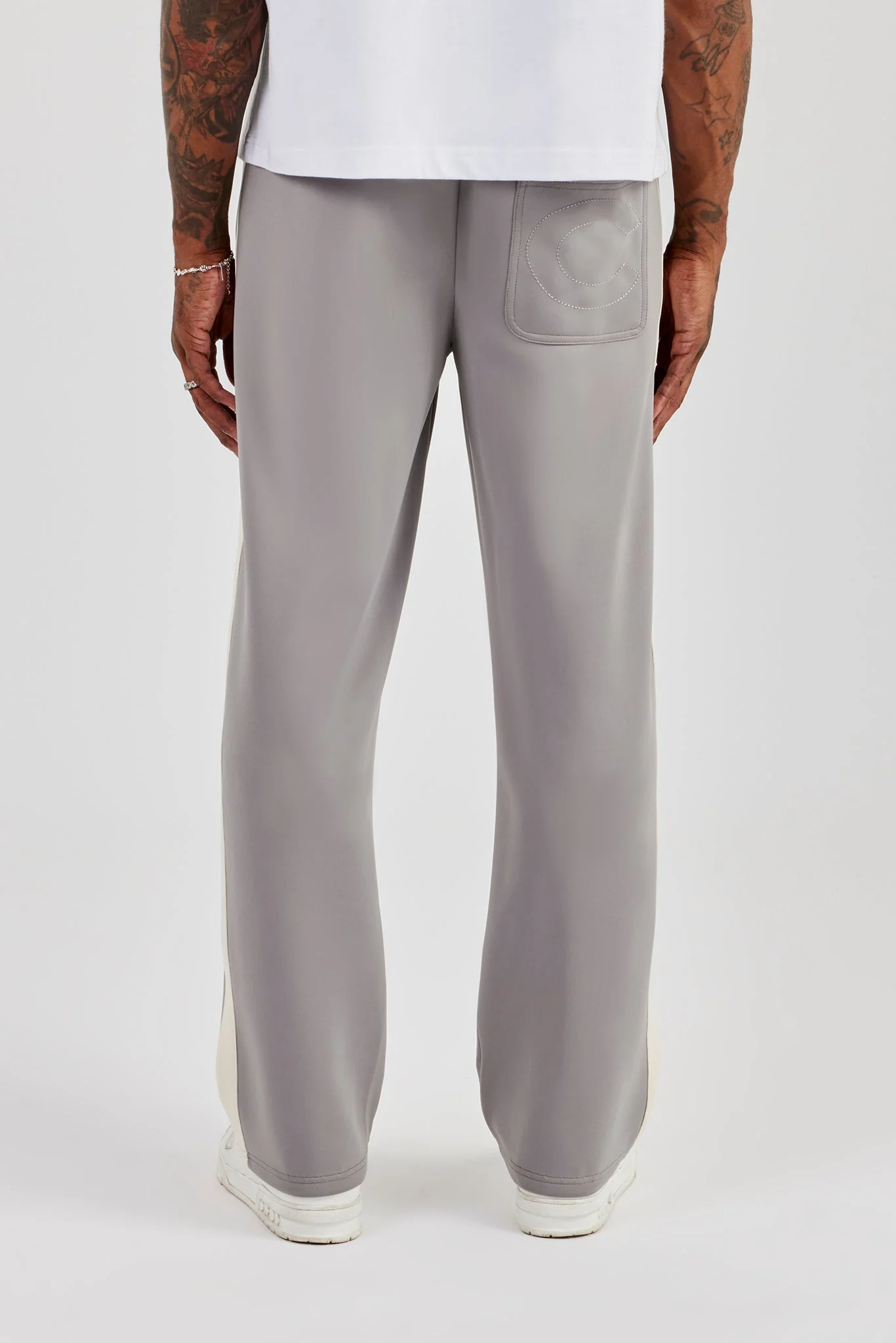 Poly Contrast Relaxed Trouser - Grey - Image 3